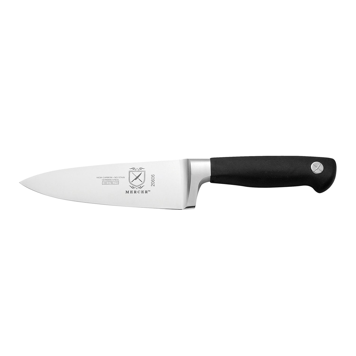 Mercer Culinary M20606 6 Chef's Knife w/ Black Non-Slip Santoprene Handle, High-Carbon German Steel