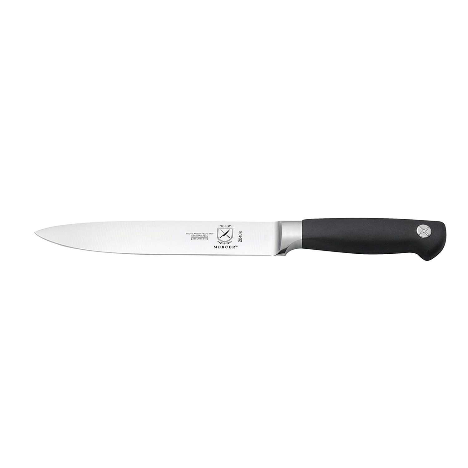 Mercer Culinary M20408 8 Carving Knife w/ Black Non-Slip Santoprene Handle, High-Carbon German Steel