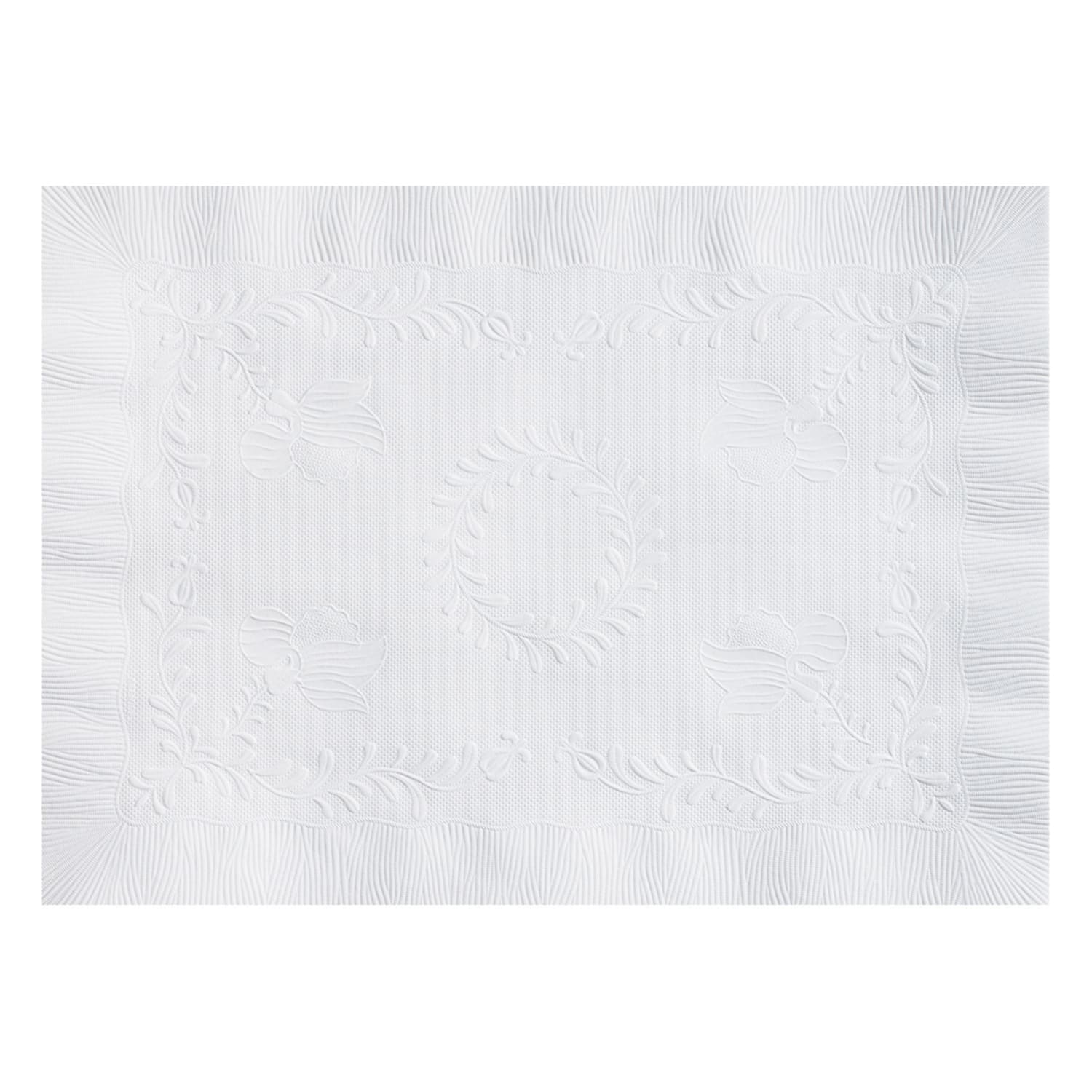Hoffmaster PM30659 Placemat - 14 x 10, Paper, Anniversary Embossed, Anniversary Floral Pattern, White, Case of 1000