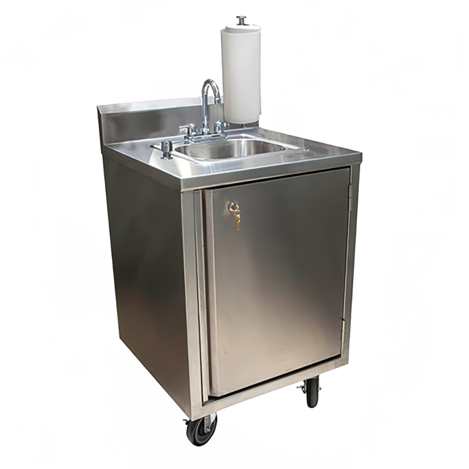 BK Resources MHS-2424-CH-BKD 34H Portable Hand Sink w/ 5D Bowl, Hot & Cold Water, 5-Gal. Fresh Water Tank, Stainless Steel