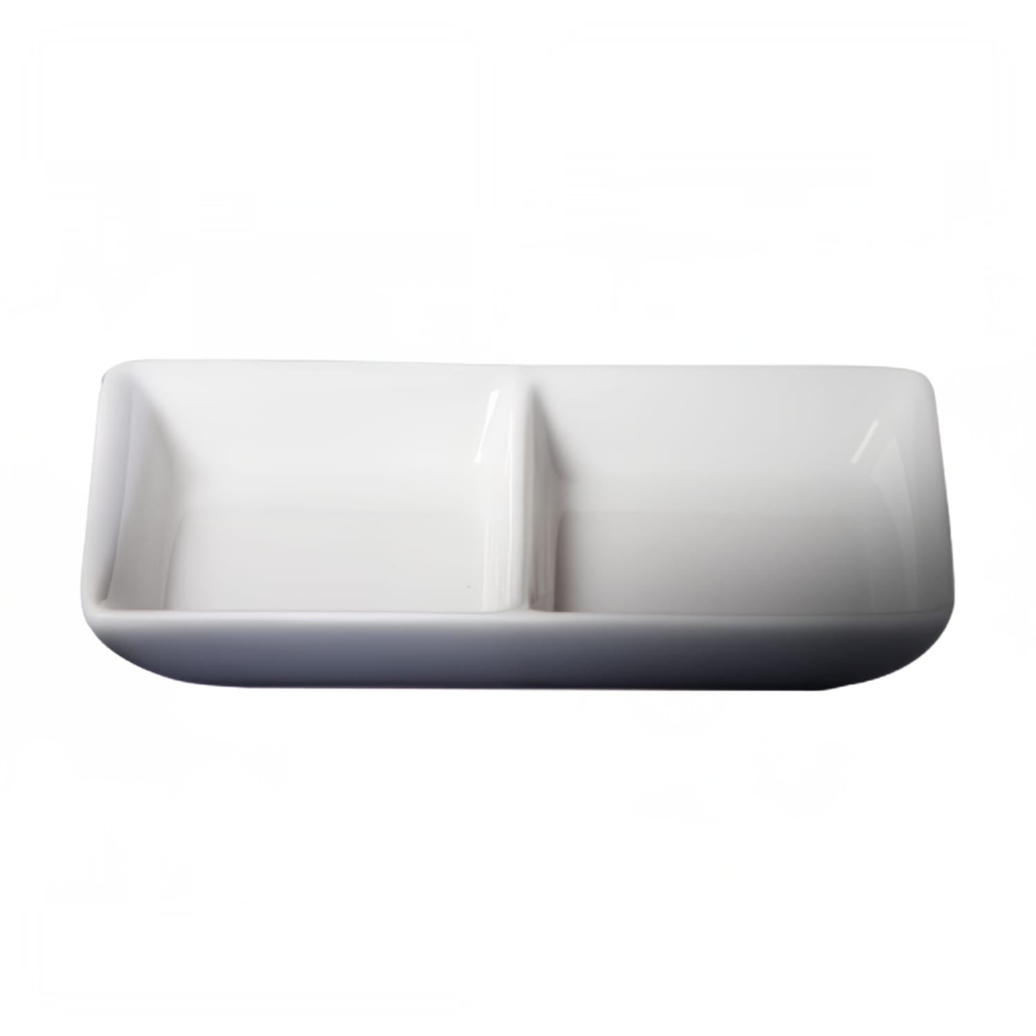 Cameo China 710-015 Rectangular 2 Section Divided Dish - 5 x 2 7/8 - Ceramic, White, 1 Dozen