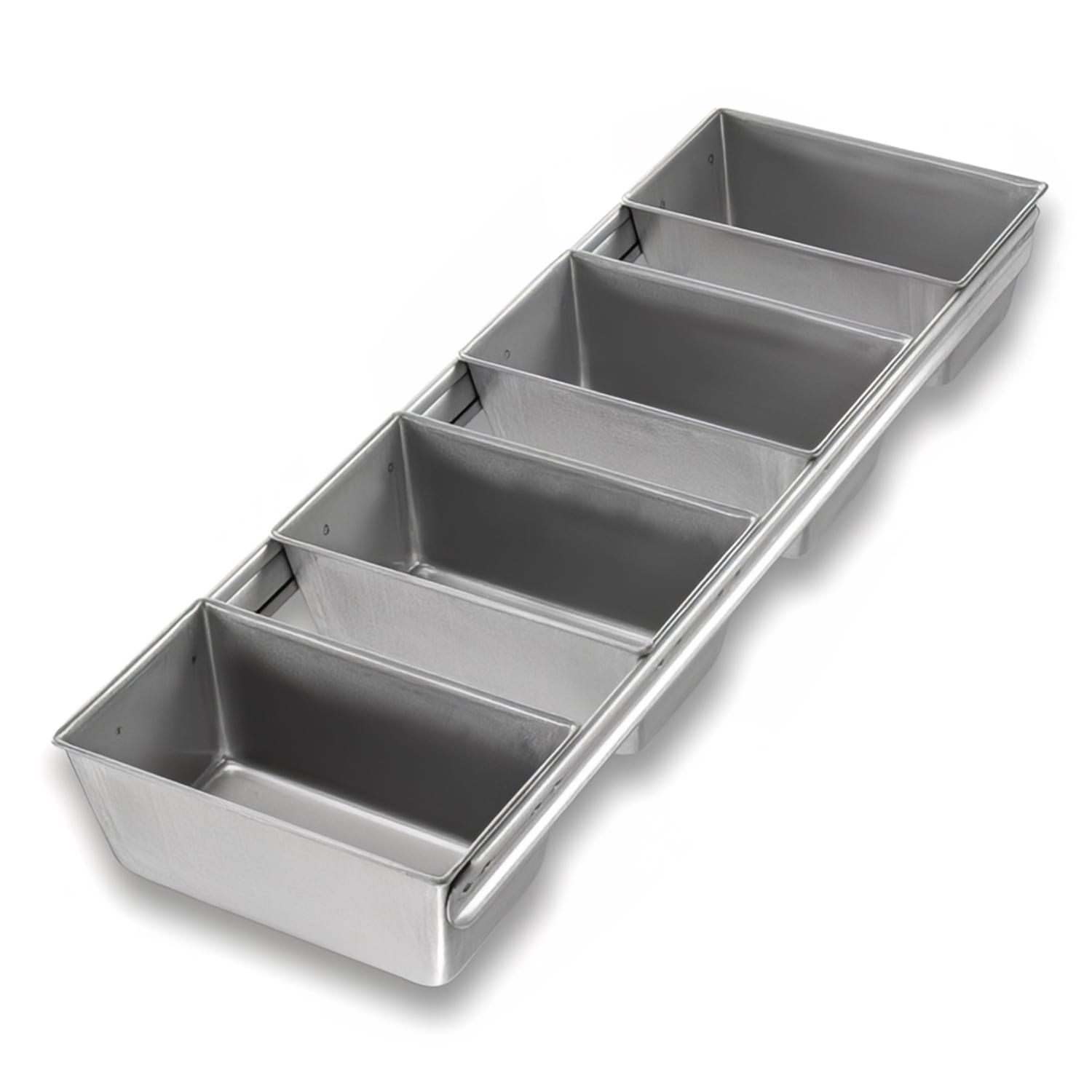 Chicago Metallic 44145 4 Mold Bread Pan Set, Holds 5 3/5 x 3 1/10 Pans, AMERICOAT Glazed 26 ga Aluminized Steel, Silver