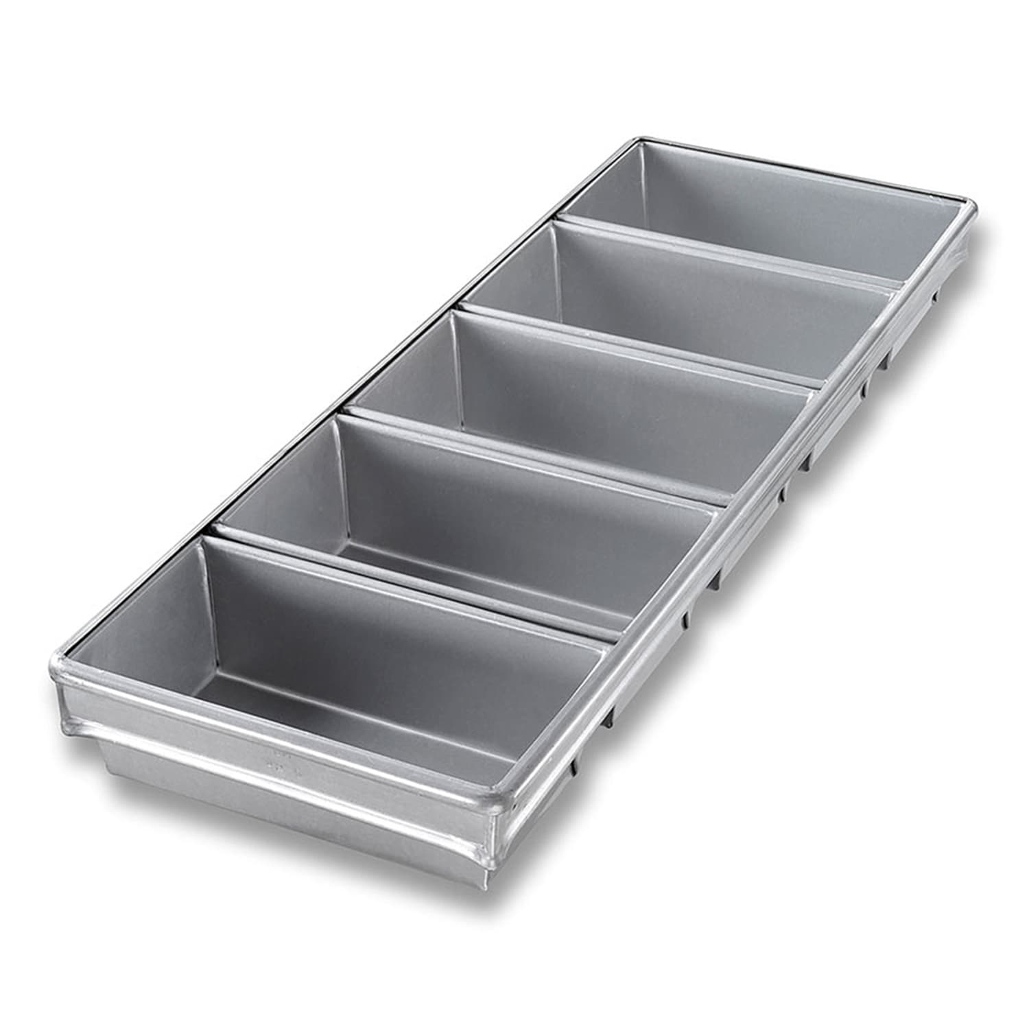 Chicago Metallic 45655 5 Mold Bread Pan Set, Holds 9 x 4 1/2 Pans, AMERICOAT Glazed 26 ga Aluminized Steel, Silver