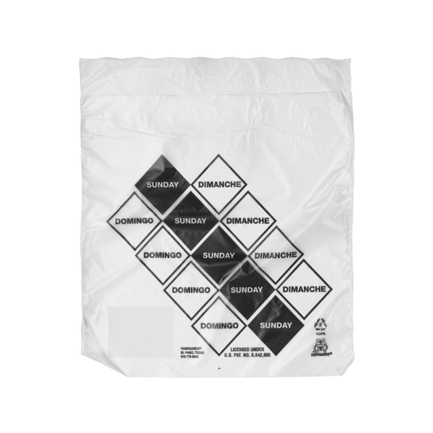 Handgards 303679810 Tuffgards Printed Saddle Pack Preportion Bag - Sunday, 6 1/2 x 7, HDPE, Clear, Case of 2000