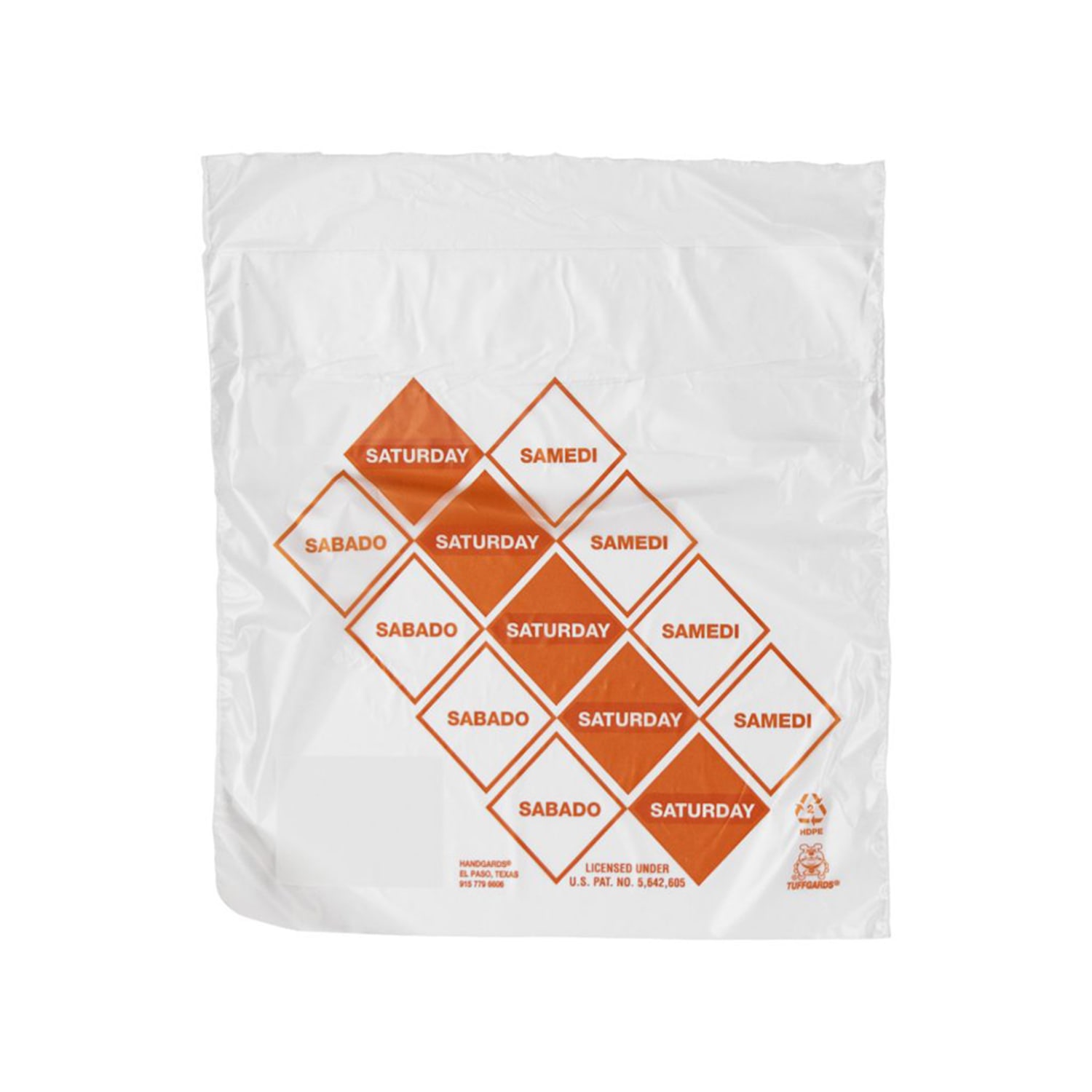 Handgards 303679816 Tuffgards Printed Saddle Pack Preportion Bag - Saturday, 6 1/2 x 7, HDPE, Clear, Case of 2000
