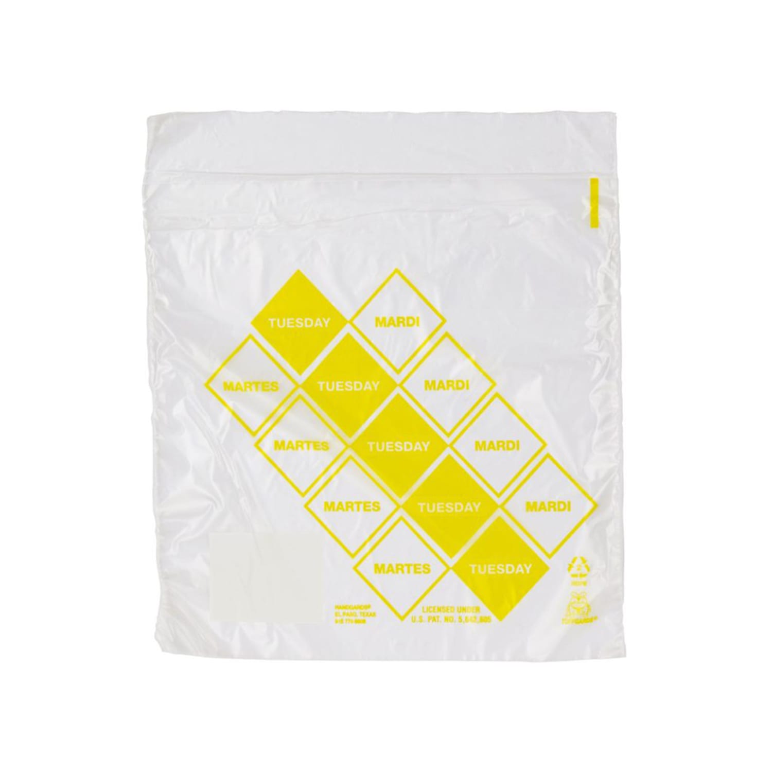 Handgards 303679812 Tuffgards Printed Saddle Pack Preportion Bag - Tuesday, 6 1/2 x 7, HDPE, Clear, Case of 2000
