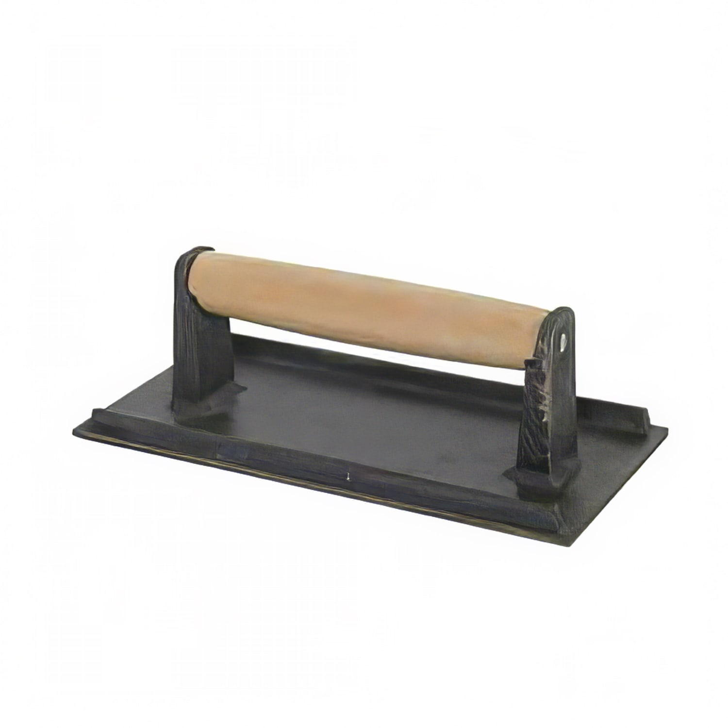Thunder Group SLKSW095 9 x 5 Ribbed Cast Iron Grill Press - Wood Handle, Black