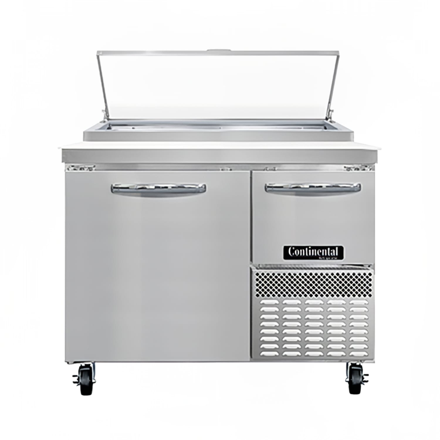 Continental PA43N 43 Pizza Prep Table w/ Refrigerated Base, 115v, Stainless Steel