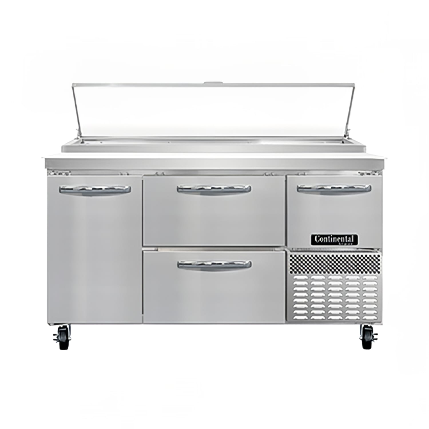 Continental PA60N-D 60 Pizza Prep Table w/ Refrigerated Base, 115v, Stainless Steel