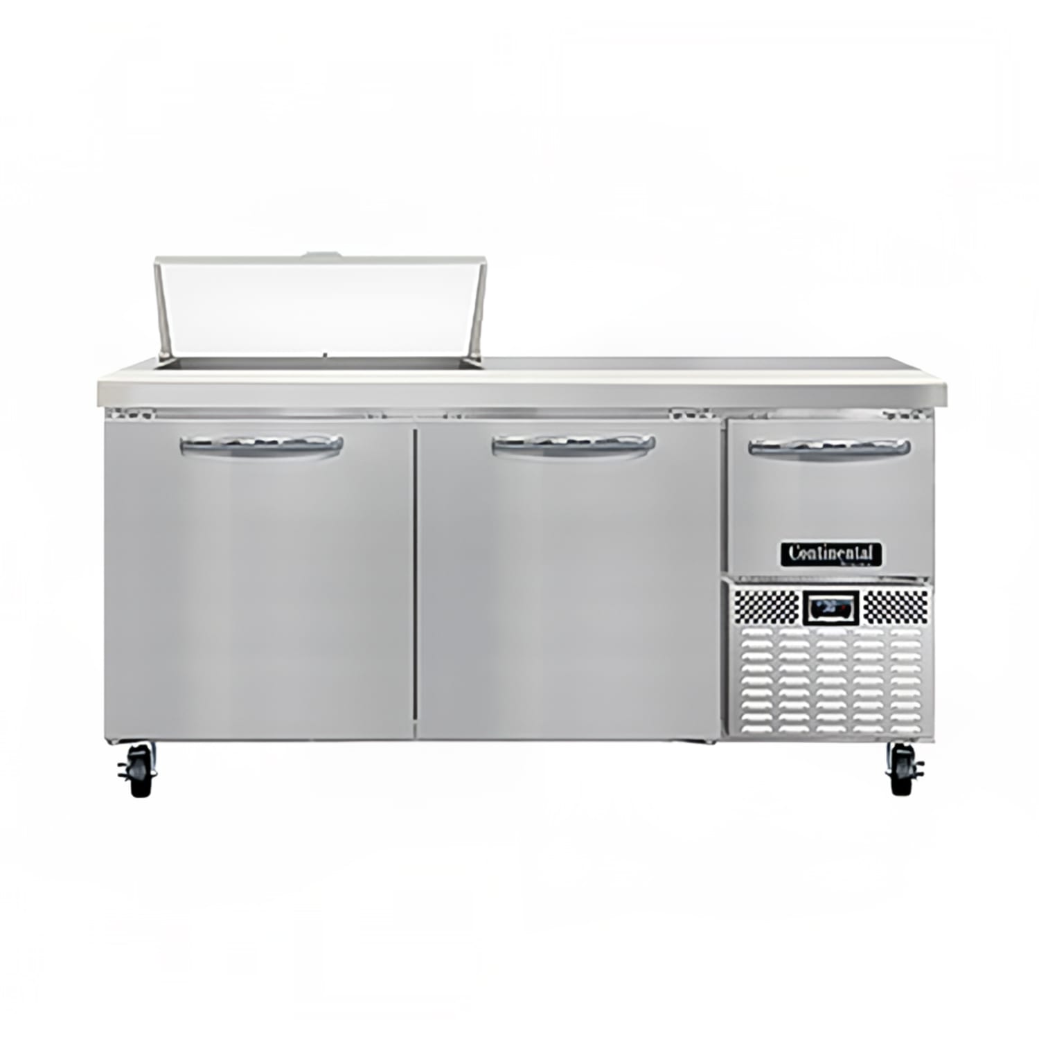Continental RA68N8 68 Pizza Prep Table w/ Refrigerated Base, 115v, Stainless Steel