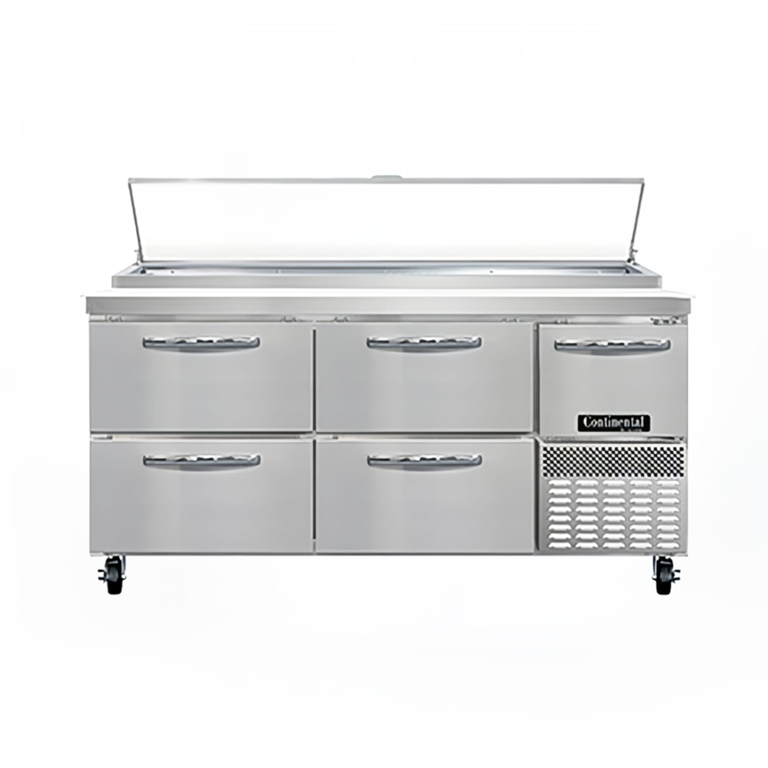 Continental PA68N-D 68 Pizza Prep Table w/ Refrigerated Base, 115v, Stainless Steel