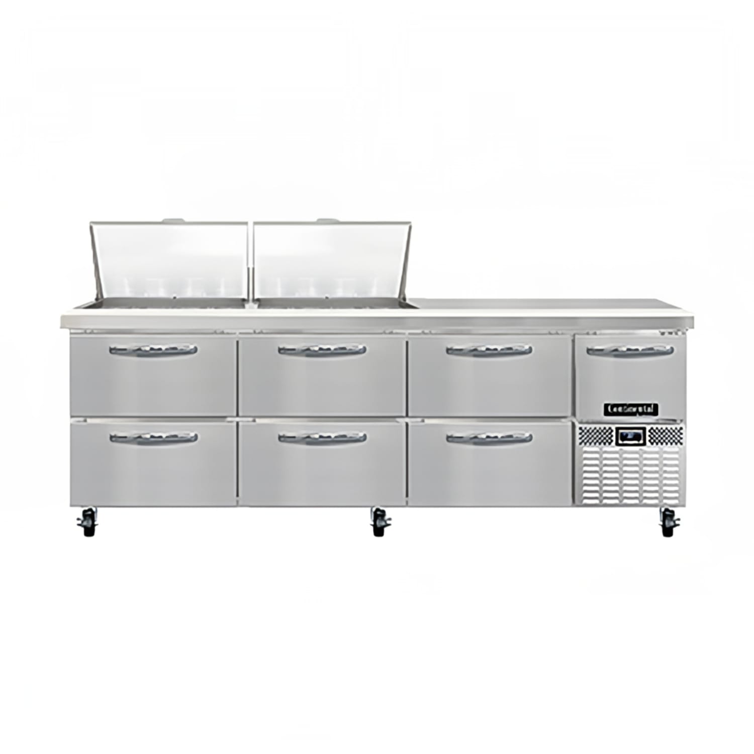 Continental RA93N24M-D 93 Pizza Prep Table w/ Refrigerated Base, 115v, Stainless Steel