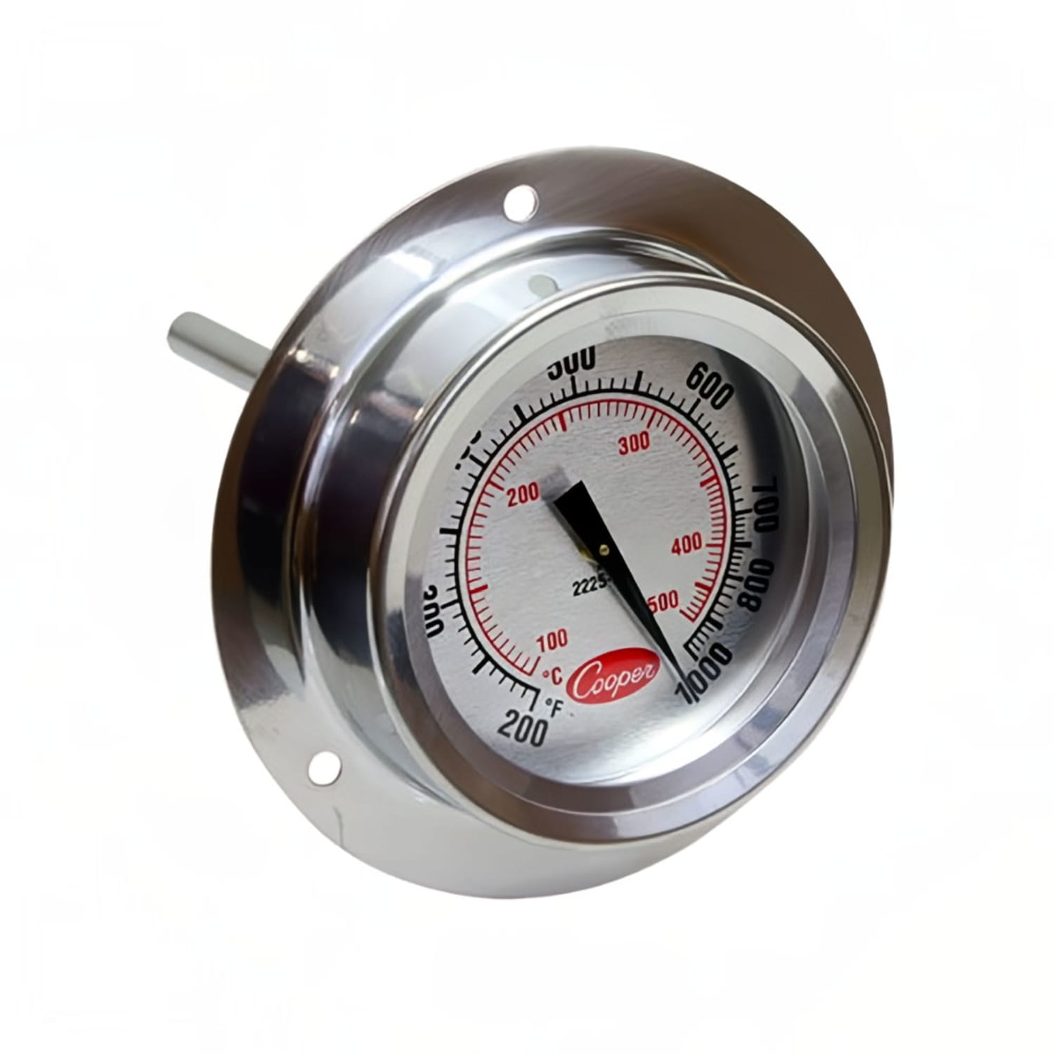 Cooper 2225-20 Dial Type Pizza Oven Thermometer, 200 To 1000 Degrees F, Stainless Steel