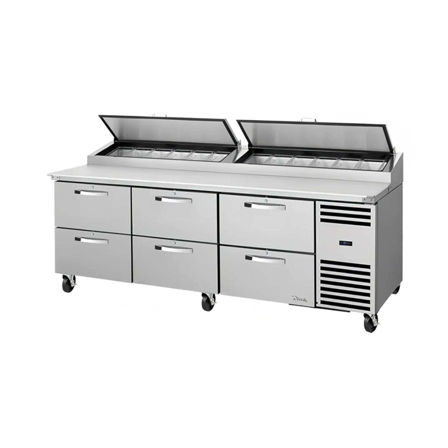 True TPP-AT2-93D-6-HC~SPEC3 93 3/8 Spec Series Pizza Prep Table w/ Refrigerated Base, 115v, Stainless Steel | True Refrigeration