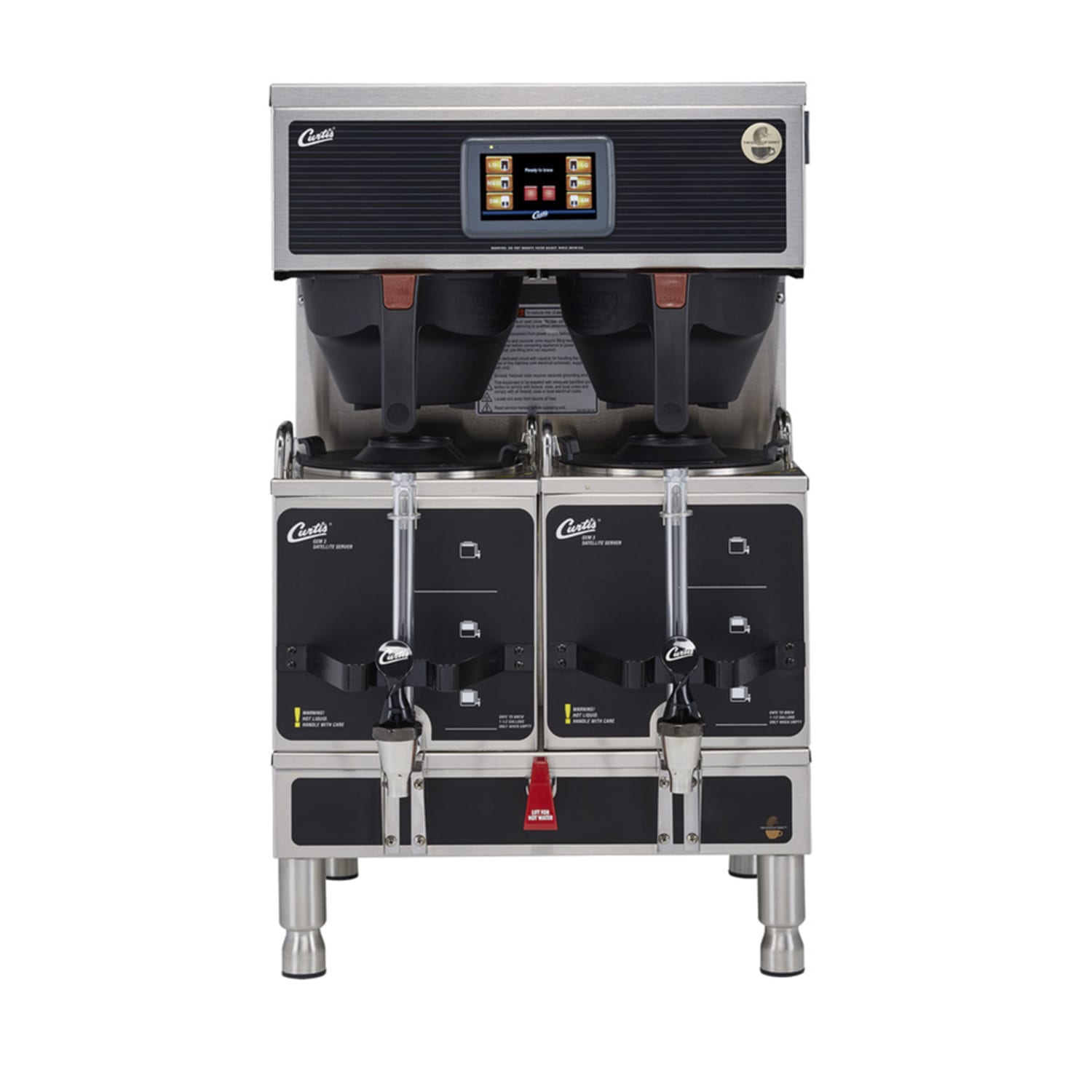 Curtis G4GEMT10A1000 Automatic Twin Satellite Coffee Brewer w/ 1 1/2 gal Capacity & Dispenser, 220v/1ph, Silver