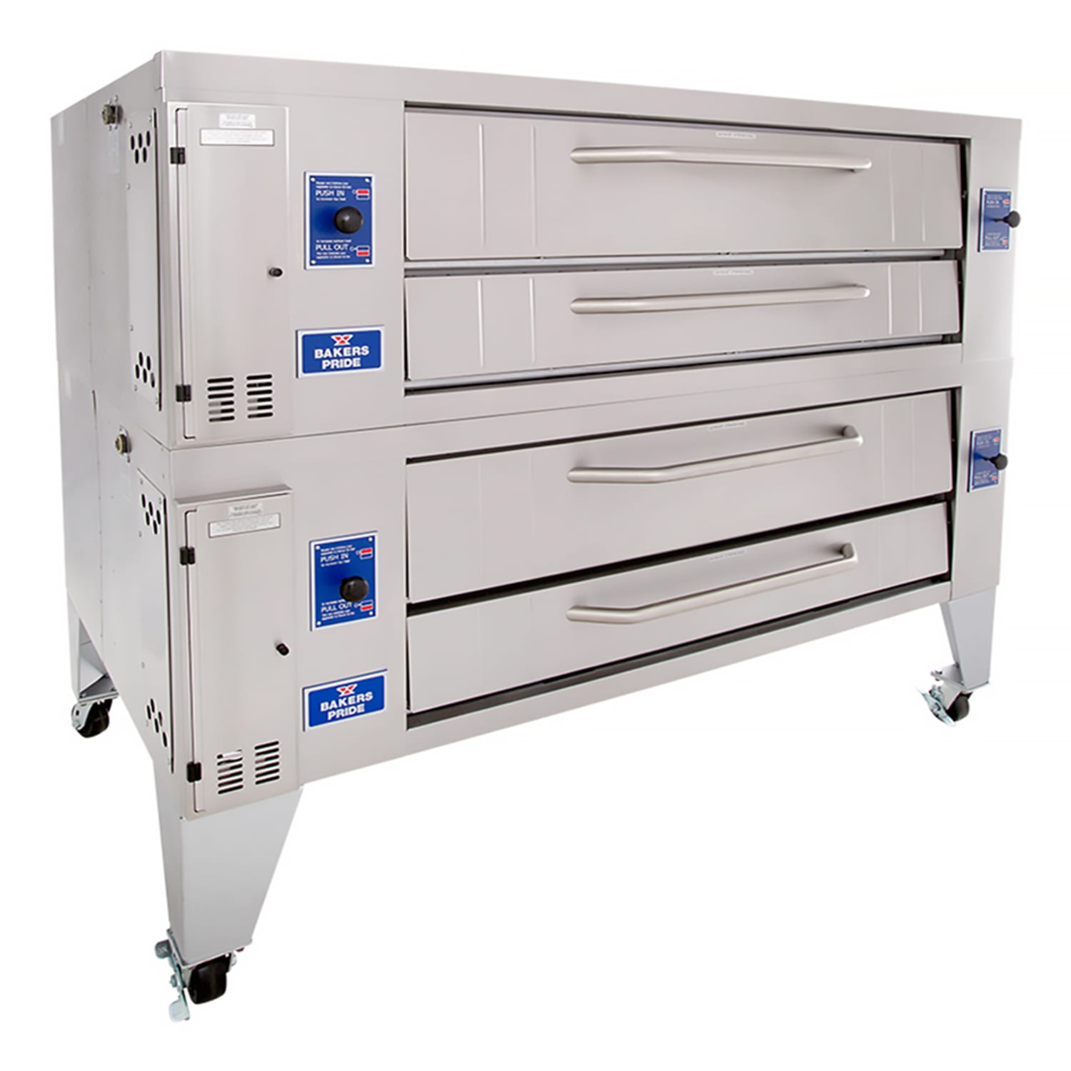 Bakers Pride Y-602BL LP Super Deck Floor Model Double Pizza Deck Oven - Liquid Propane, 60"" x 36"" Stone Deck, Brick Lined, Stainless Steel, Gas Type: LP