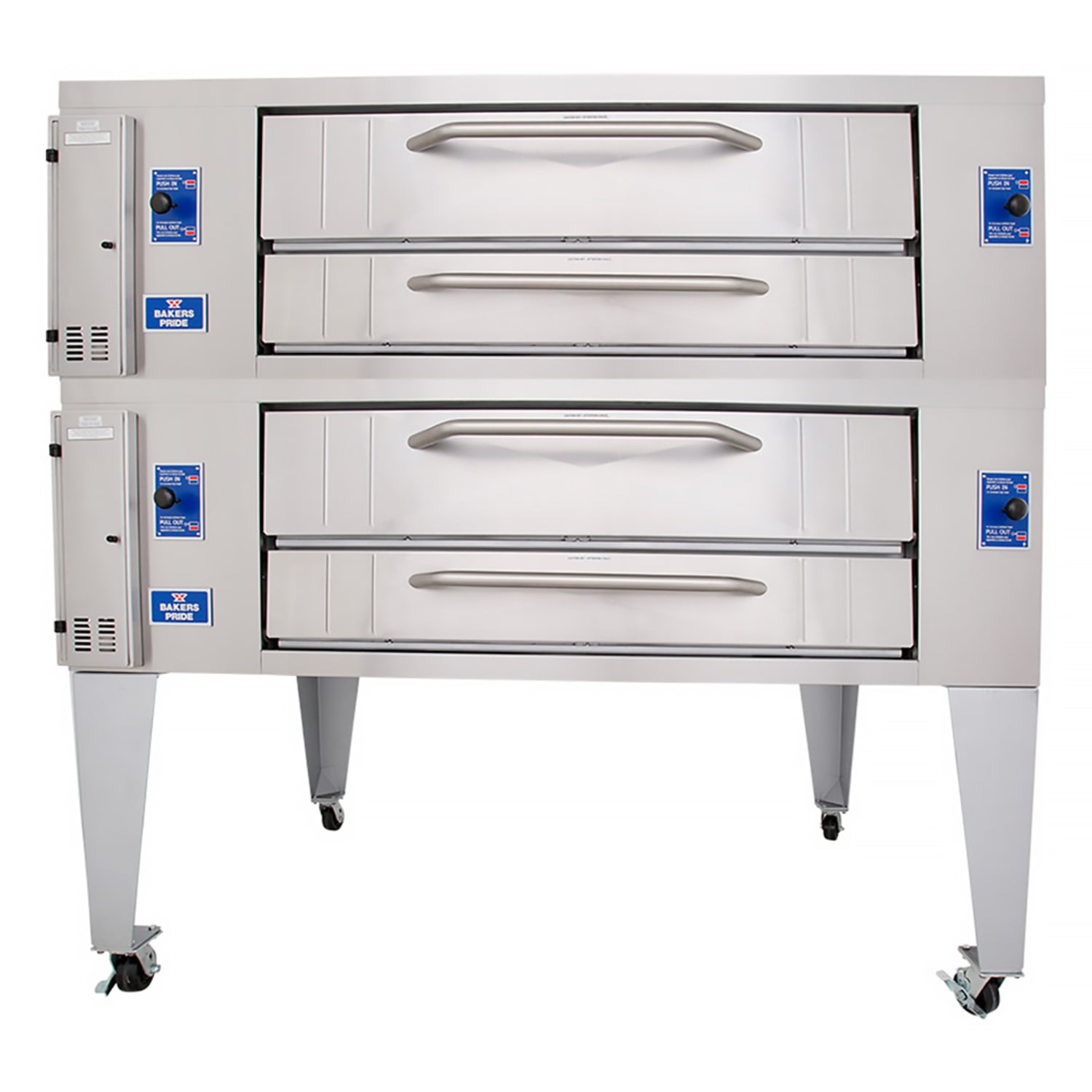Bakers Pride Y-802BL Super Deck Floor Model Double Pizza Deck Oven - Natural Gas, Stone Decks, NG, Stainless Steel, Gas Type: NG