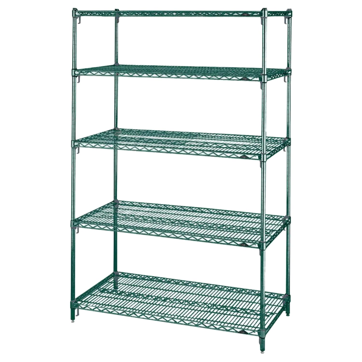 Metro 5A547K3 42 NSF 5-Tier Heavy-Duty Epoxy Coated Wire Shelving Unit - Super Erecta, 24W, 74H, Metroseal 3 Epoxy Coating, Microban Antimicrobial Protection, Green
