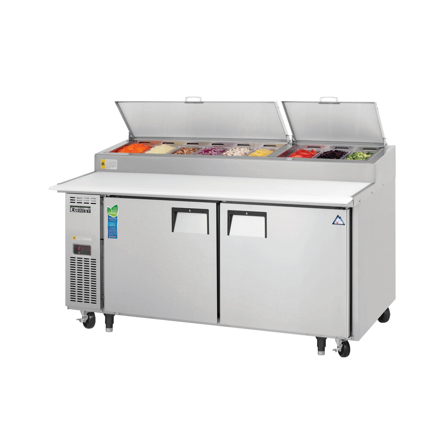 Everest Refrigeration EPPR2 71 EPP Series Pizza Prep Table w/ Refrigerated Base, 115v, Stainless Steel