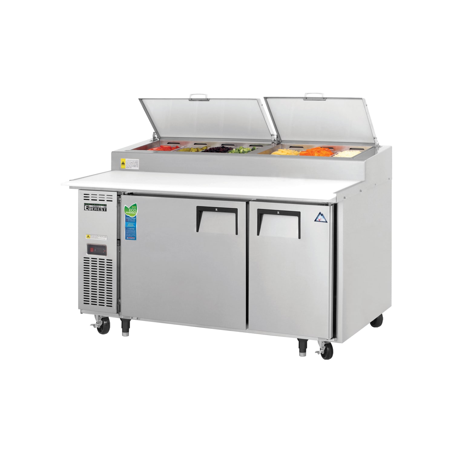 Everest Refrigeration EPPSR2 59 1/8 EPP Series Pizza Prep Table w/ Refrigerated Base, 115v, Stainless Steel