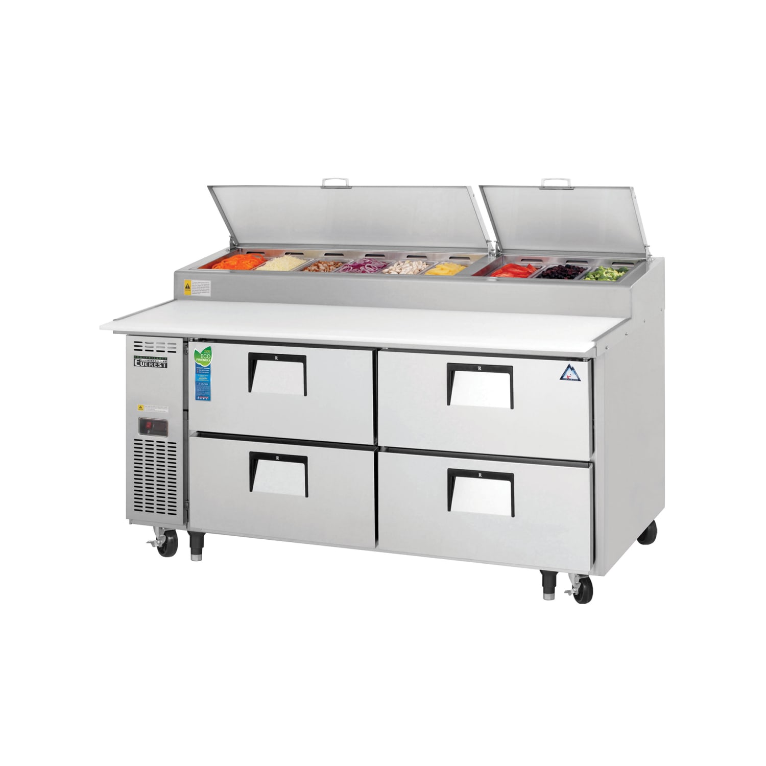 Everest Refrigeration EPPR2-D4 71 EPP Series Pizza Prep Table w/ Refrigerated Base, 115v, Stainless Steel