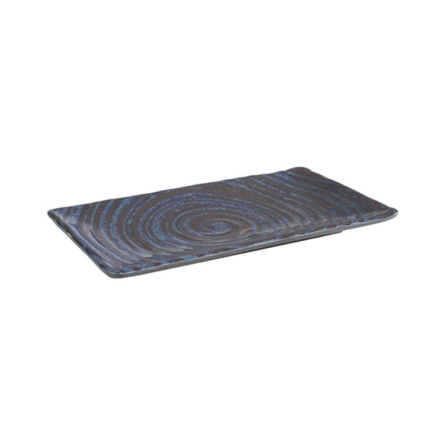 Libbey APS85025 Rectangular Serving Tray - 9 1/4 x 5 3/8, Melamine, Grey/Blue