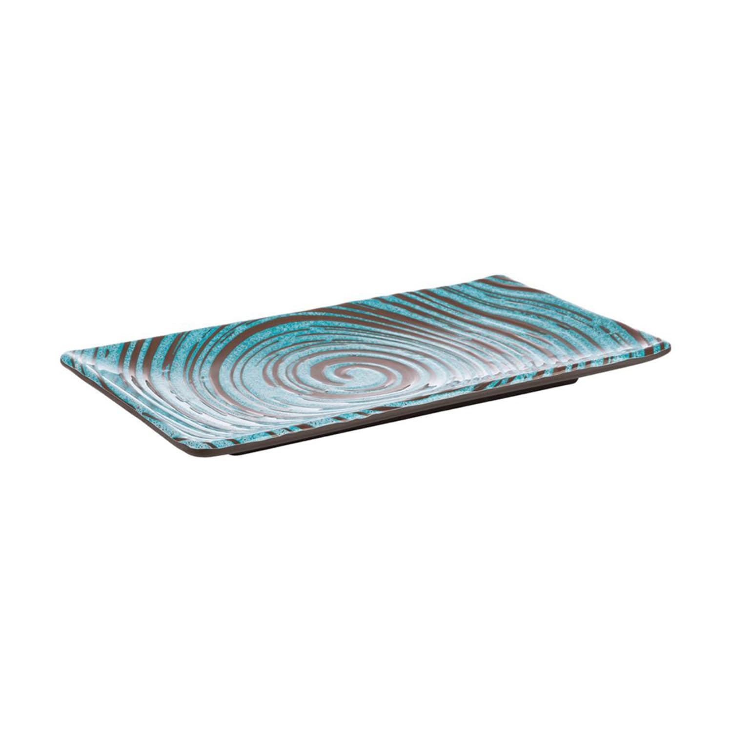Libbey APS85200 Rectangular Serving Tray - 9 1/4 x 5 3/8, Melamine, Brown/Blue