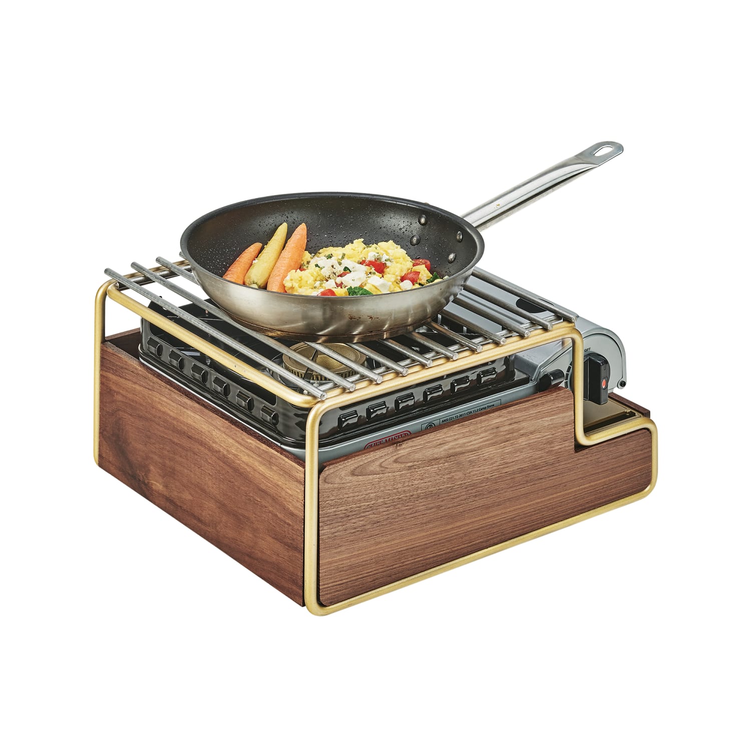 Cal-Mil 3712-46 Frame for Butane Stove - 14 1/4 x 12 3/4 x 7 1/4, Walnut/Brass, Brown