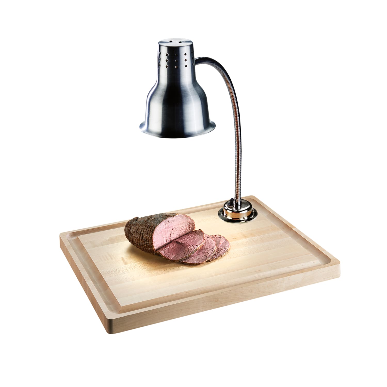 Cal-Mil 3490-71 110/1 Carving Station w/ 1 Lamp & Maple Cutting Board - 20 x 24, 110v, Silver