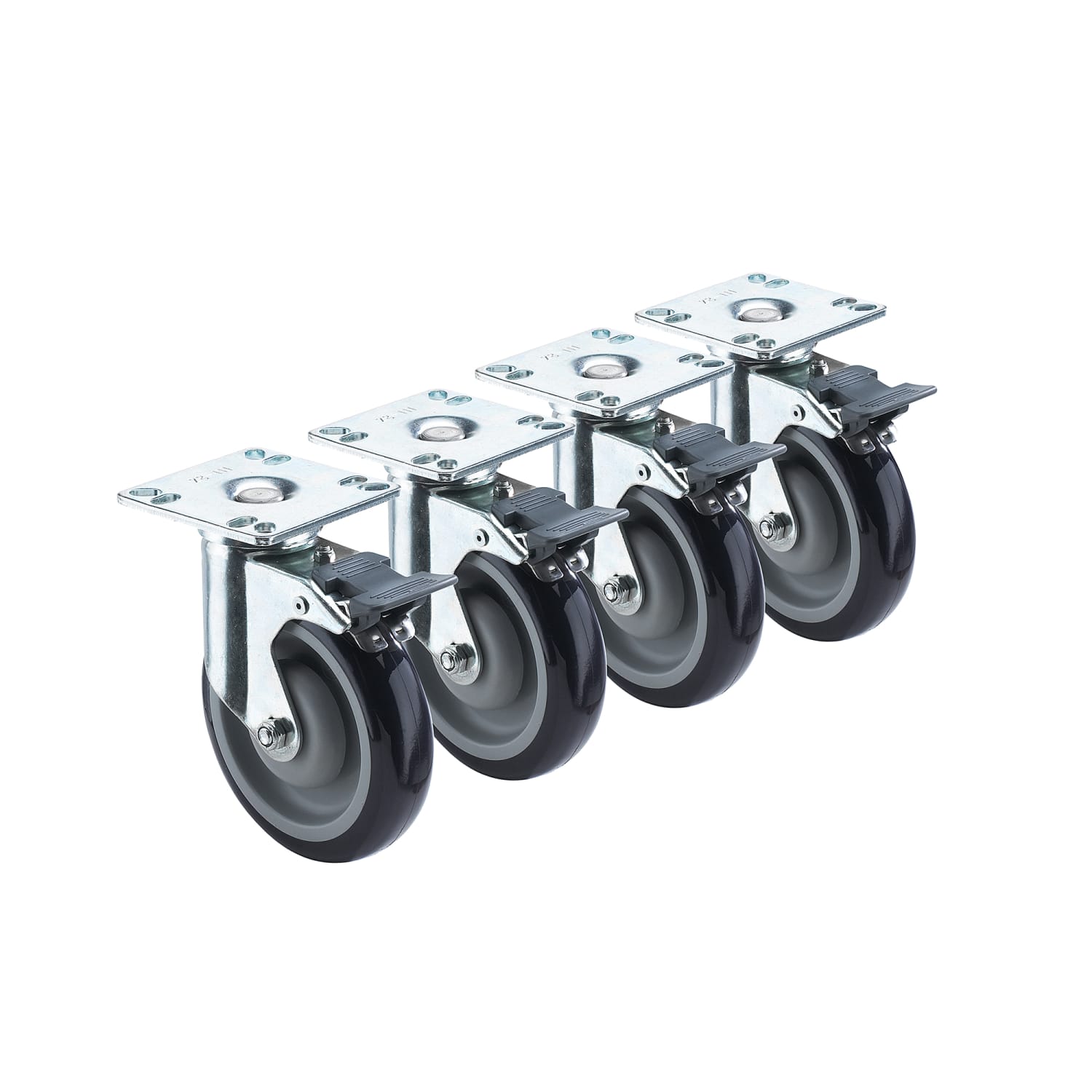 Krowne 28-260S 4 Piece Universal Plate Caster Set w/ 5 Wheels, 3 1/2 x 3 1/2