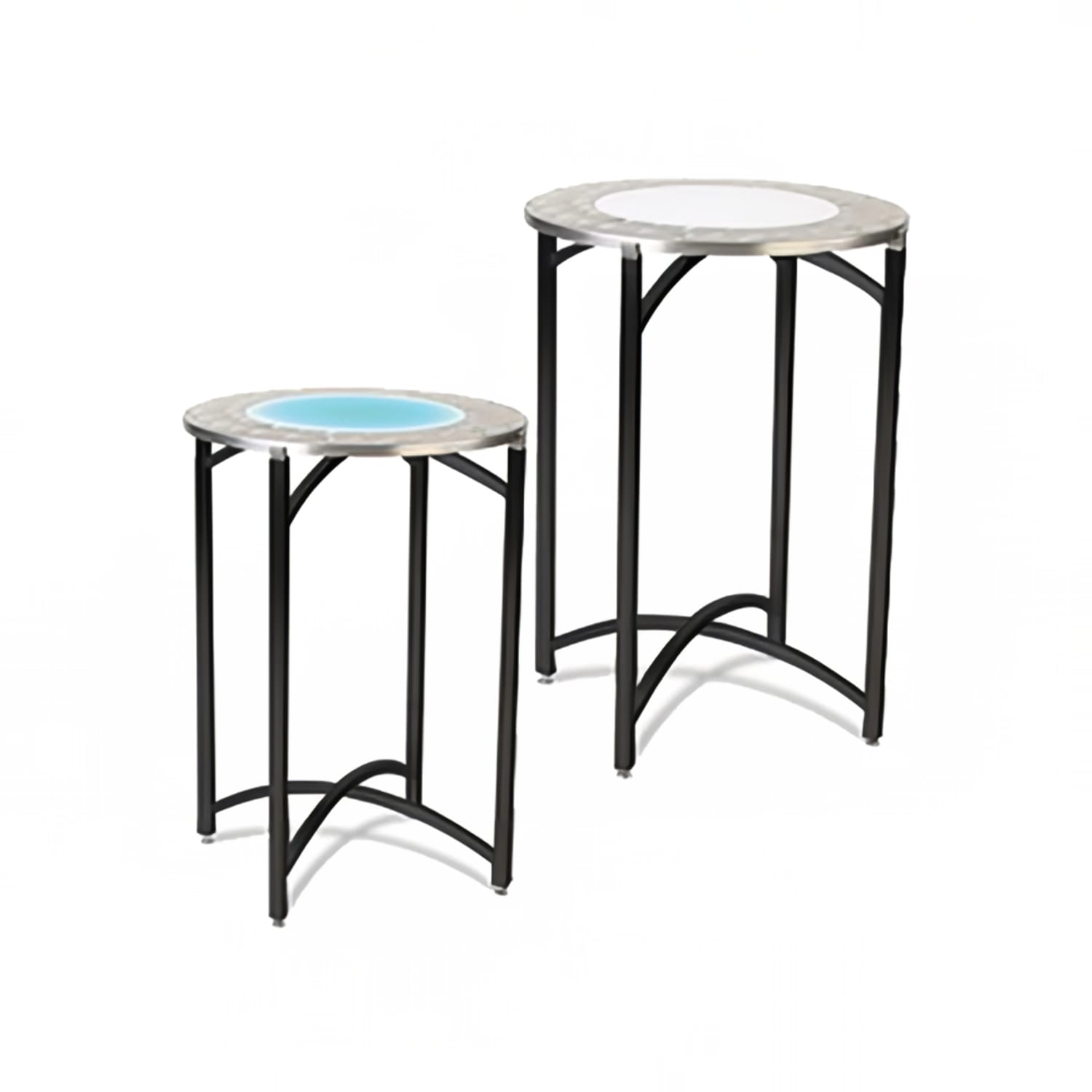 Forbes Industries 7034LED-36 30 Round Collapsible Side Table w/ LED Top - Steel/Acrylic Top & Black Steel Frame, 36H