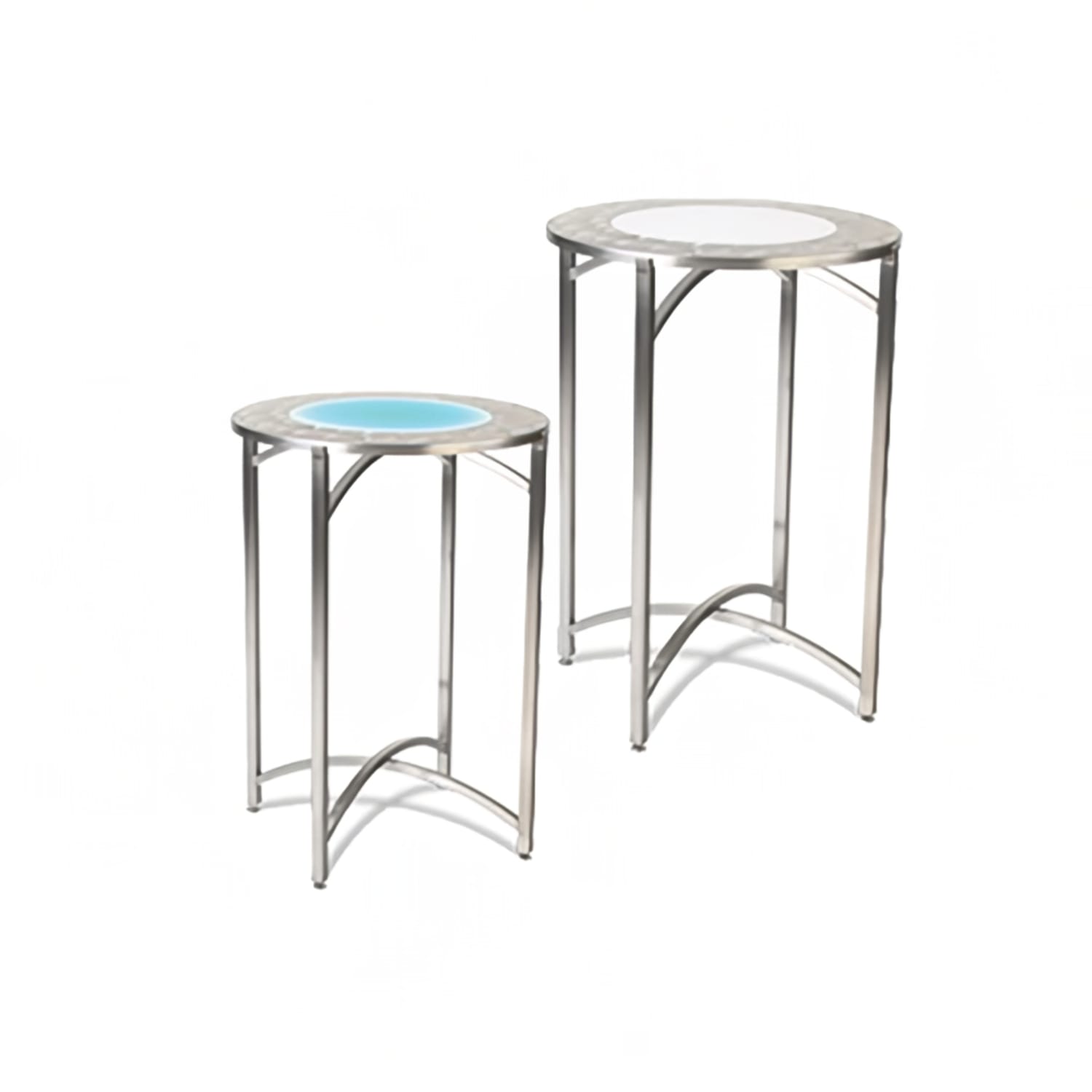 Forbes Industries 7033LED-30 30 Round Collapsible Table w/ LED Light - Steel/Acrylic Top & Brushed Steel Frame, 30H, Stainless Steel