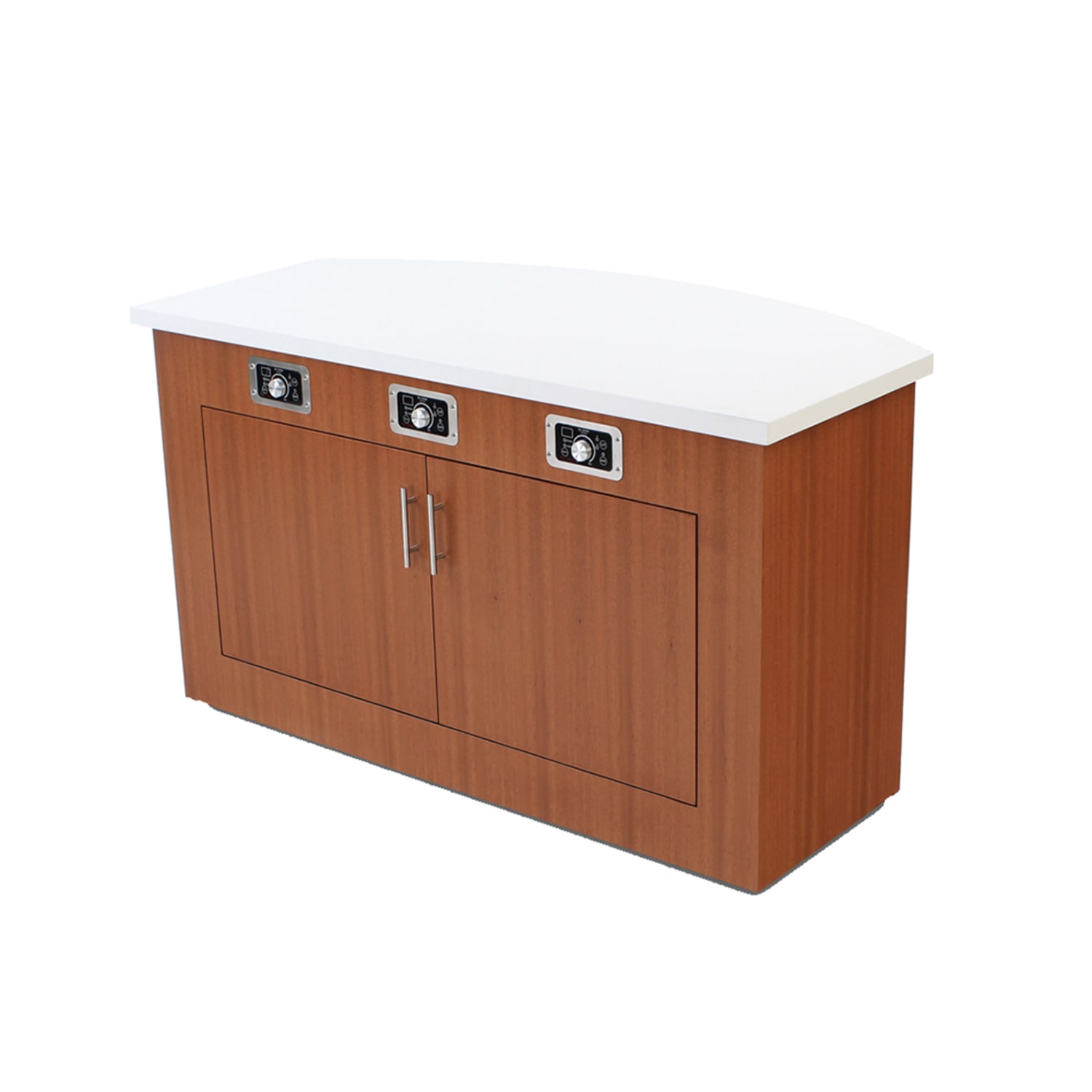 Forbes Industries 5210-5-C2 60 Mobile Induction Table w/ 2 Left & Right Cooking Units - Glass Cook Top, 120v, Stainless Steel