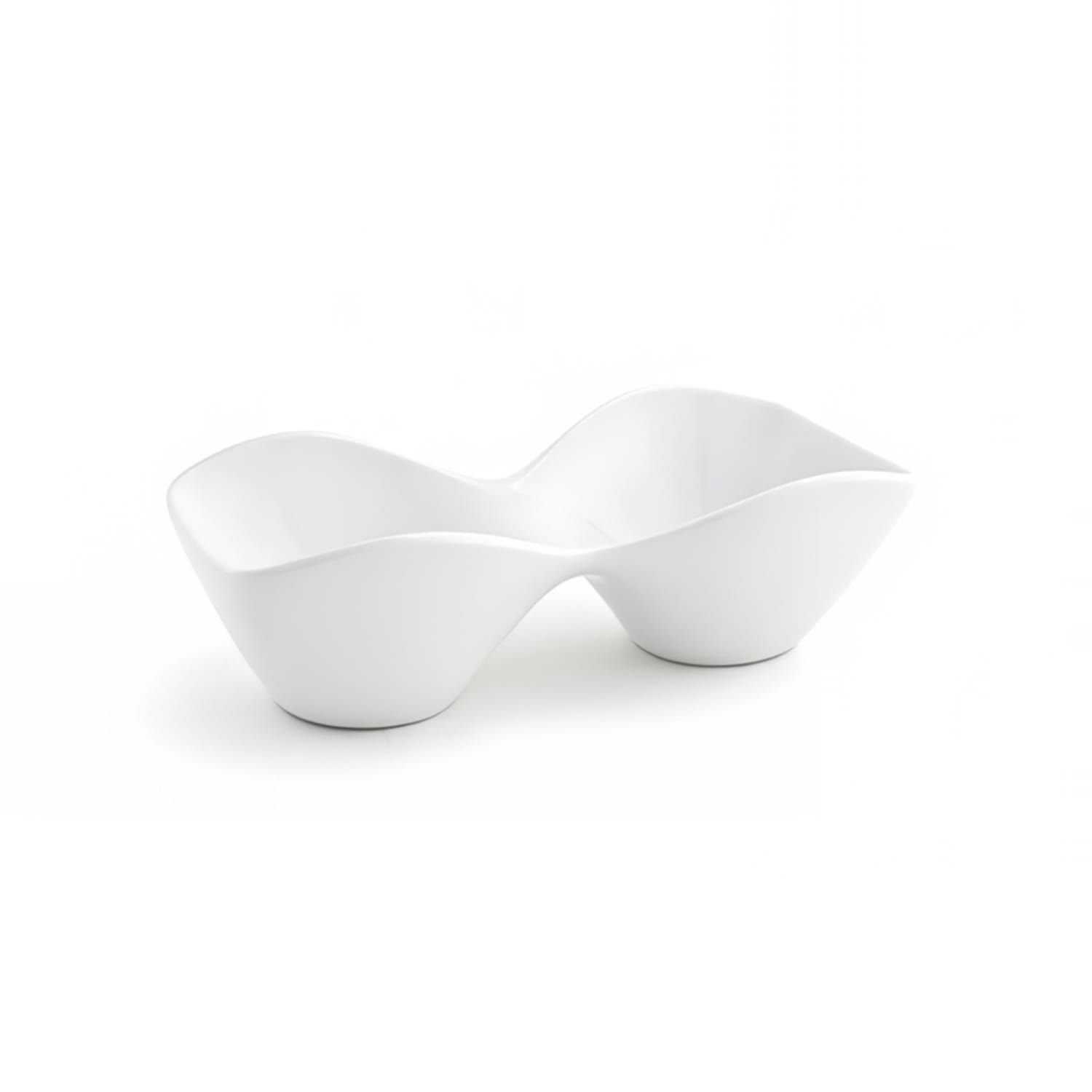 Front of the House BBO022WHP22 Rectangular Serving Bowl w/ 2 Compartments - 8 x 4, Porcelain, White, Case of 6