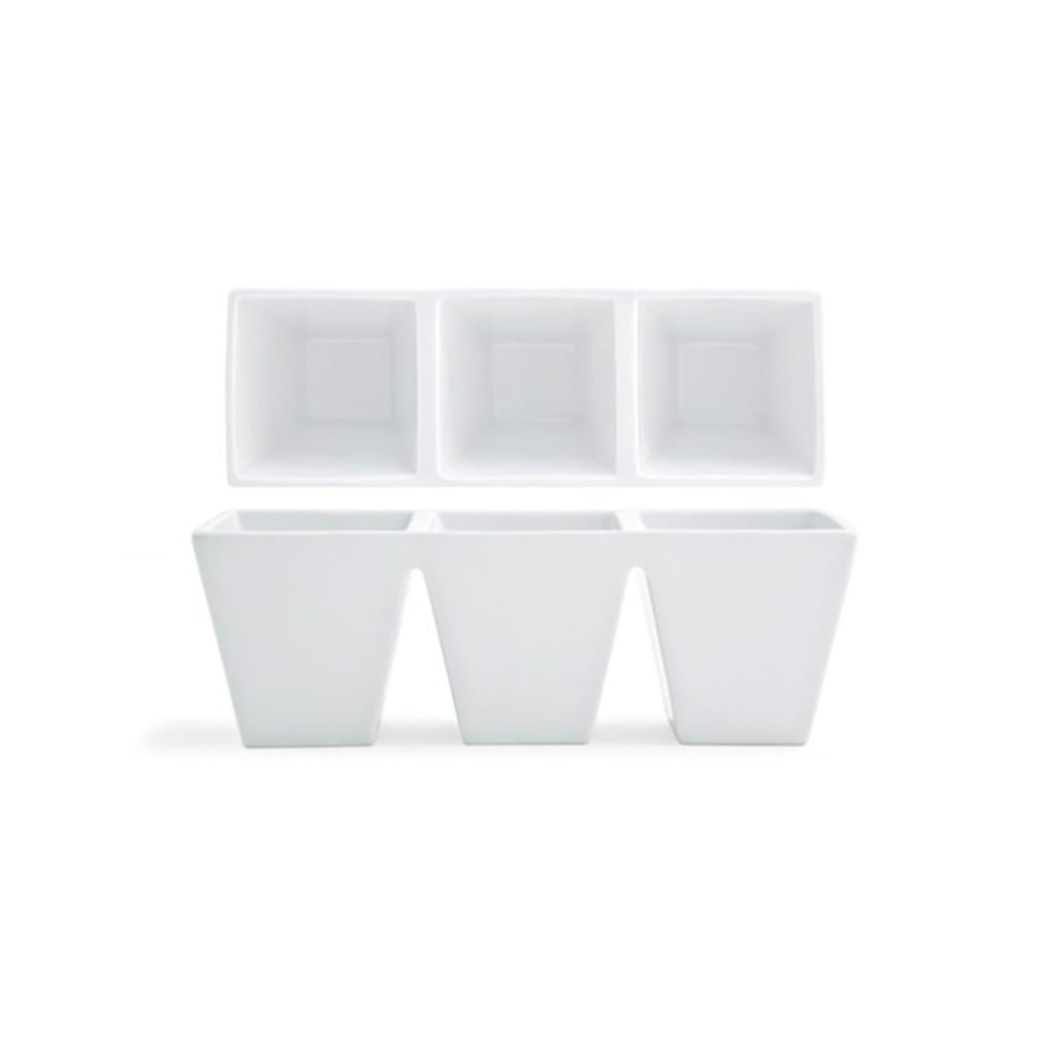 Front of the House BHO048WHP22 18 oz Rectangular Kyoto Dish w/ 3 Compartments - Porcelain, White, Case of 6
