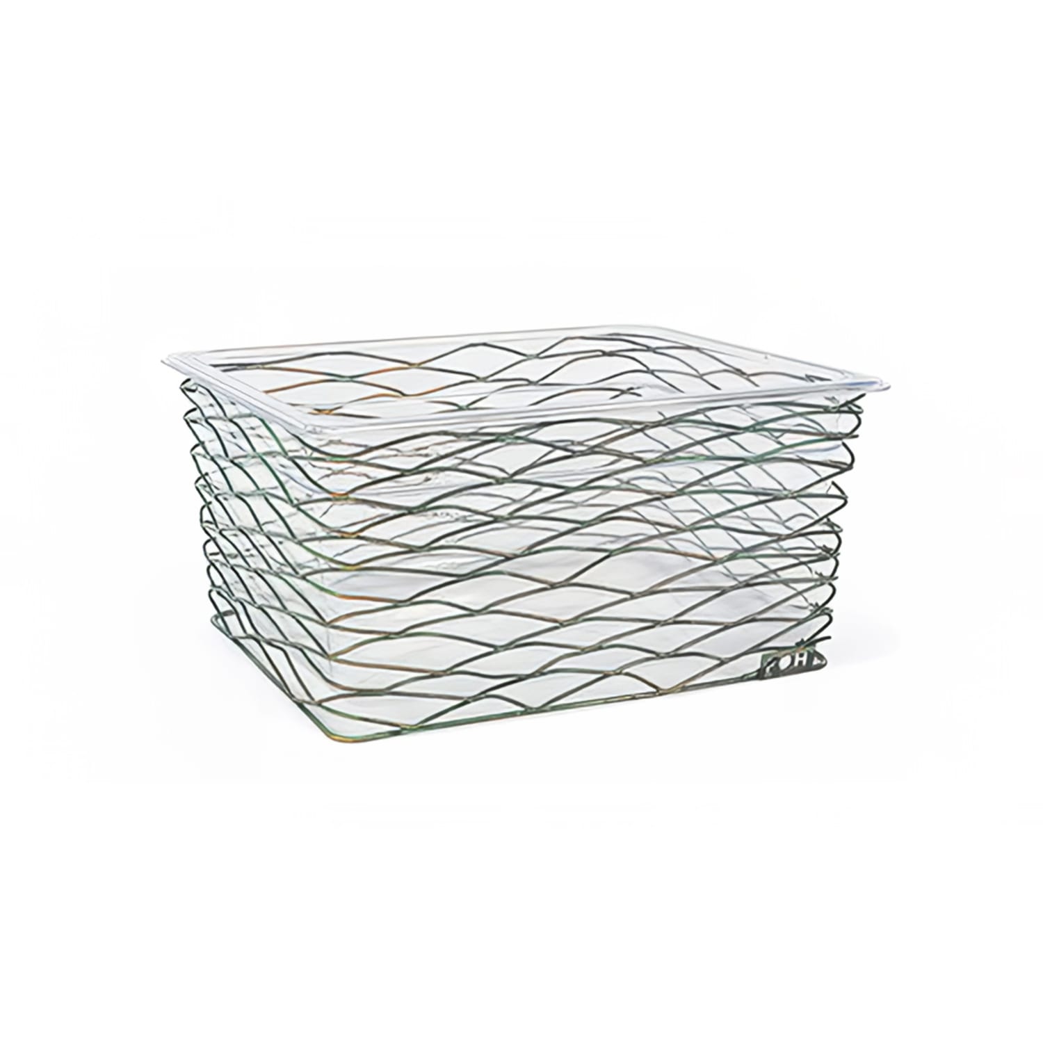 Front of the House BHO112PTI20 Rectangular Ice Housing / Pan Set - 12 1/2 x 10 x 6, Iron, Patina, Multi-Colored