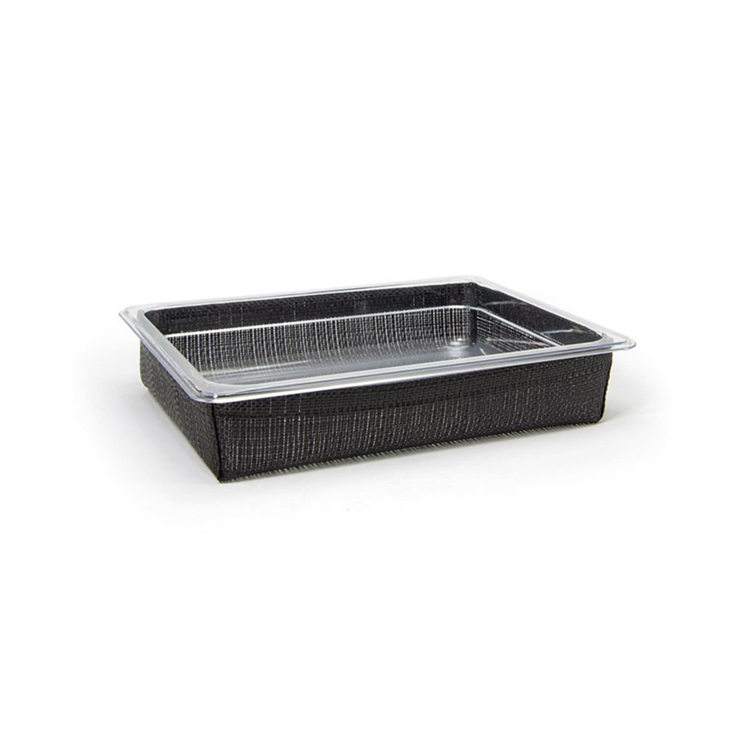 Front of the House BHO136BKV21 Rectangular Ice Housing / Pan Set- 12 3/4 x 10 1/2 x 2 1/2, Woven Vinyl, Black