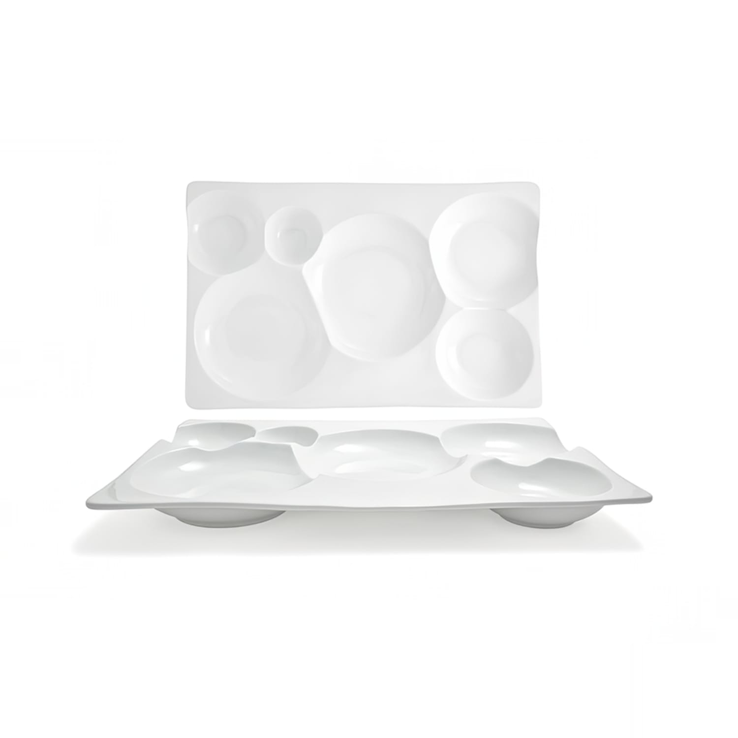 Front of the House BPT037WHP21 15 1/2 x 10 Rectangular Bento Platter - Porcelain, White, Case of 4