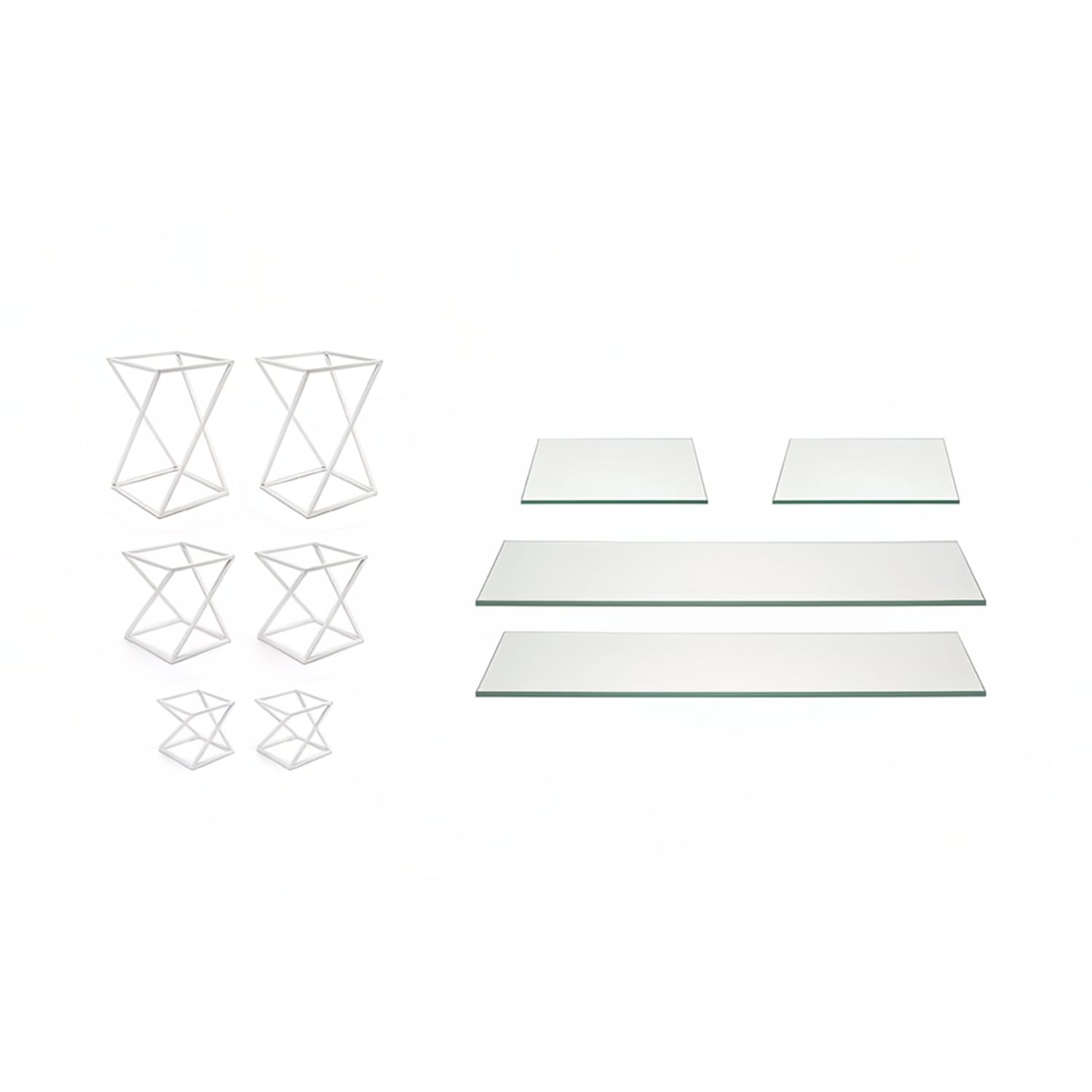 Front of the House BST035MUM28 10 Piece B³ Buffet Building Blocks Riser Set - Glass/ White Iron, Multi-Colored