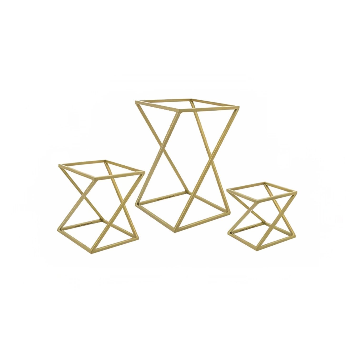 Front of the House BRI005GOI28 3 Piece Square B³ Buffet Building Blocks Twist Riser Set - Iron, Matte Brass, Gold