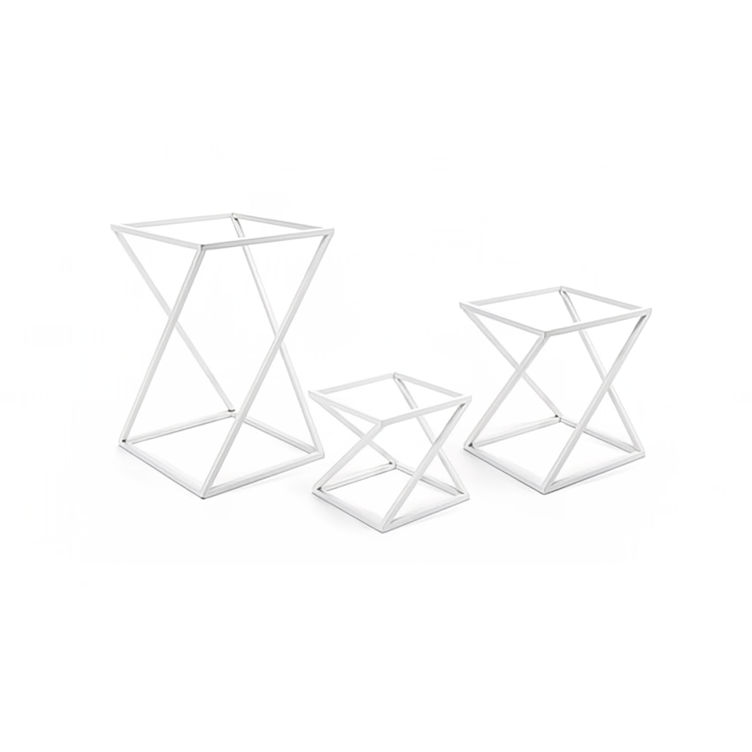 Front of the House BRI005WHI28 3 Piece Square B³ Buffet Building Blocks Riser Set - Iron, White