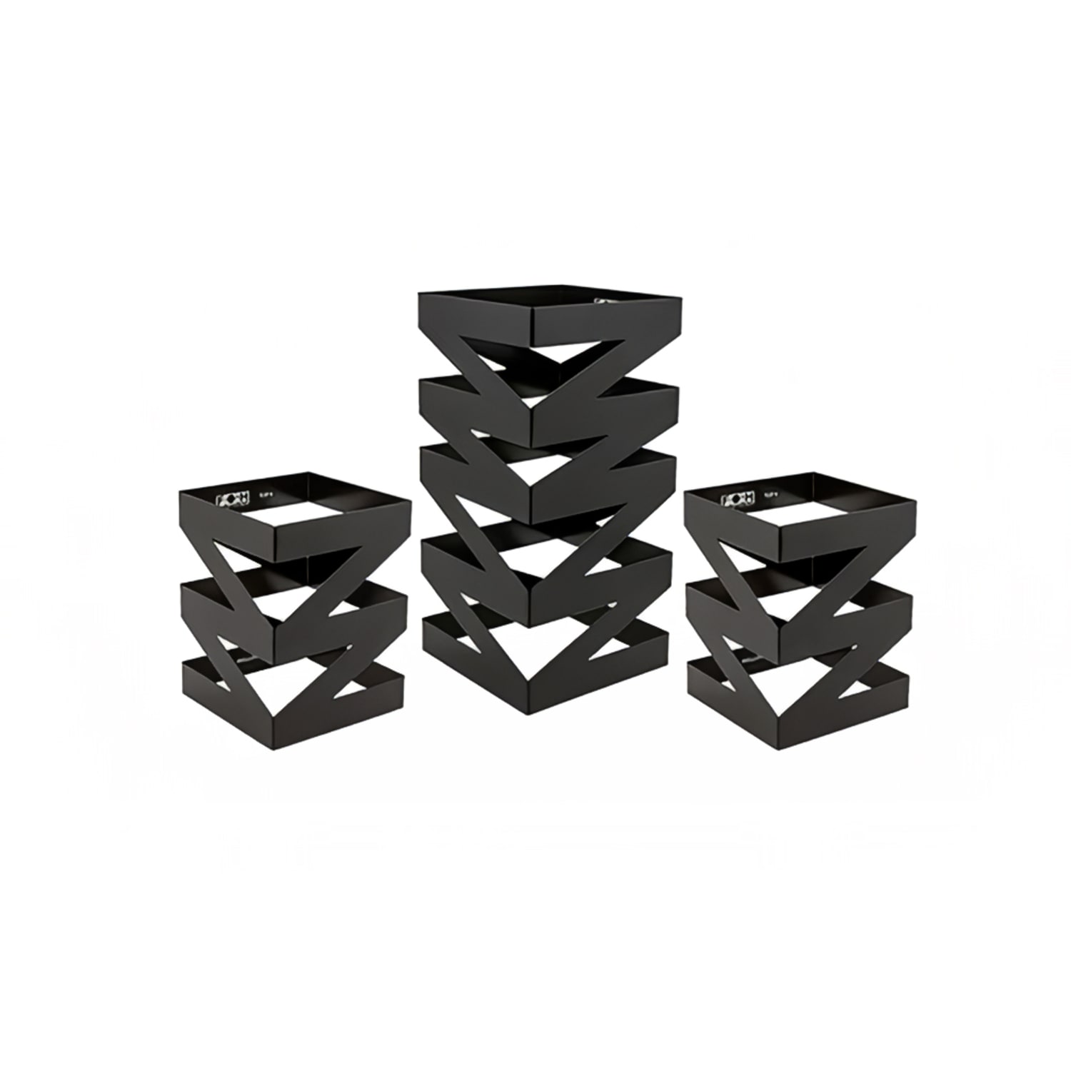 Front of the House BRI006BKI28 3 Piece Square B³ Buffet Building Blocks Zig Zag Riser Set - Iron, Matte Black, Set of 3, 12.75 H