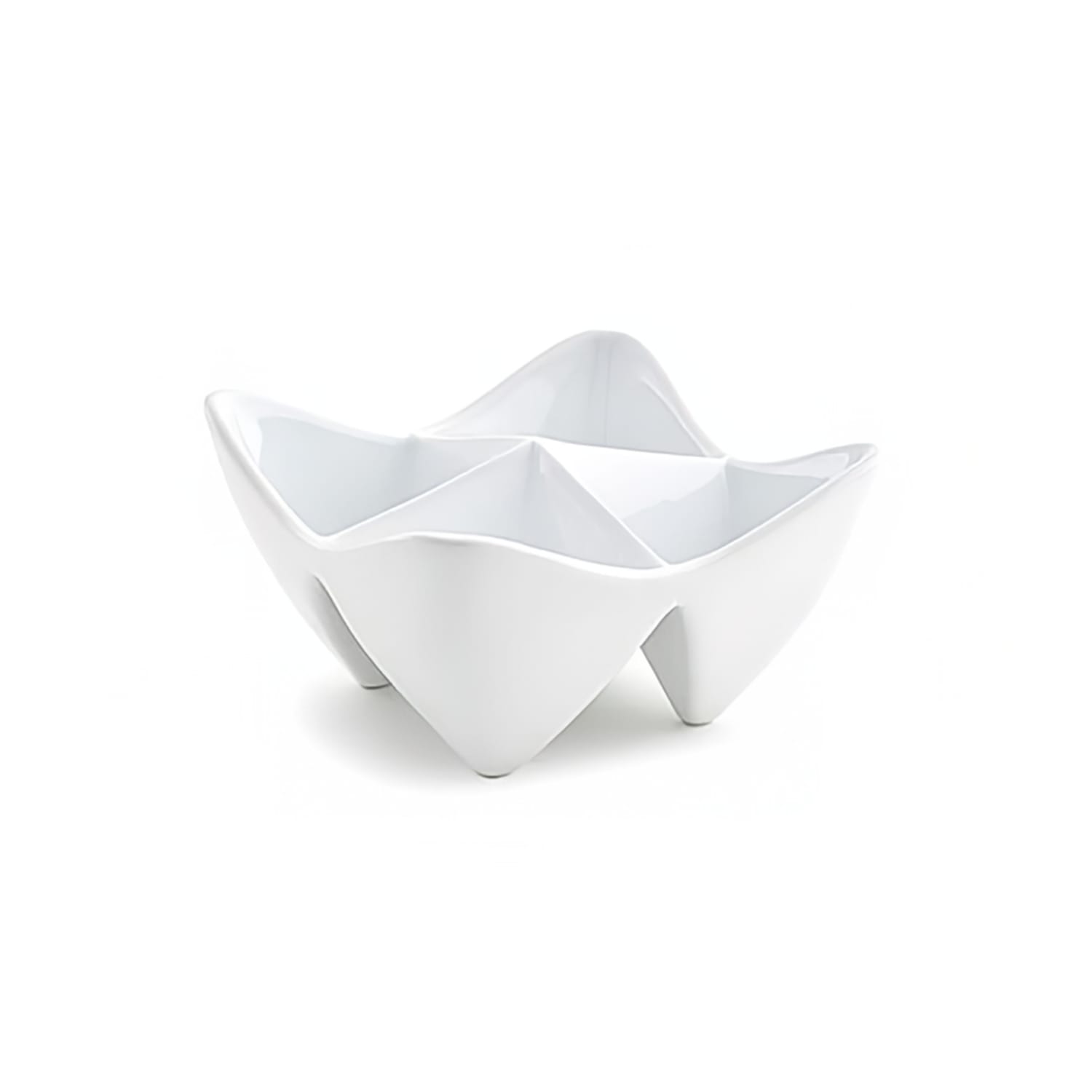 Front of the House DBO089WHP22 4 oz Square Kyoto Bowl w/ 4 Compartments- Porcelain, White, Case of 6
