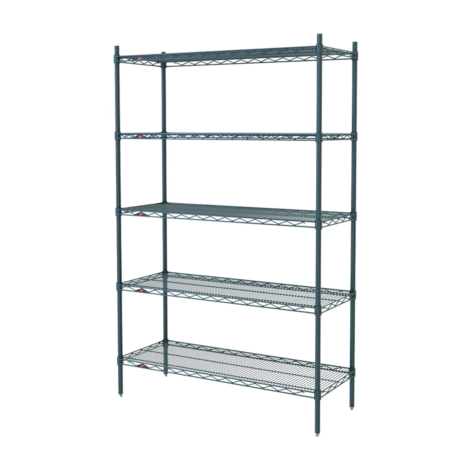 Metro 5N567K3 60 NSF 5-Tier Heavy-Duty Epoxy Coated Wire Shelving Unit - Super Erecta, 24W, 74H, 60"" x 24"" x 74"", Green