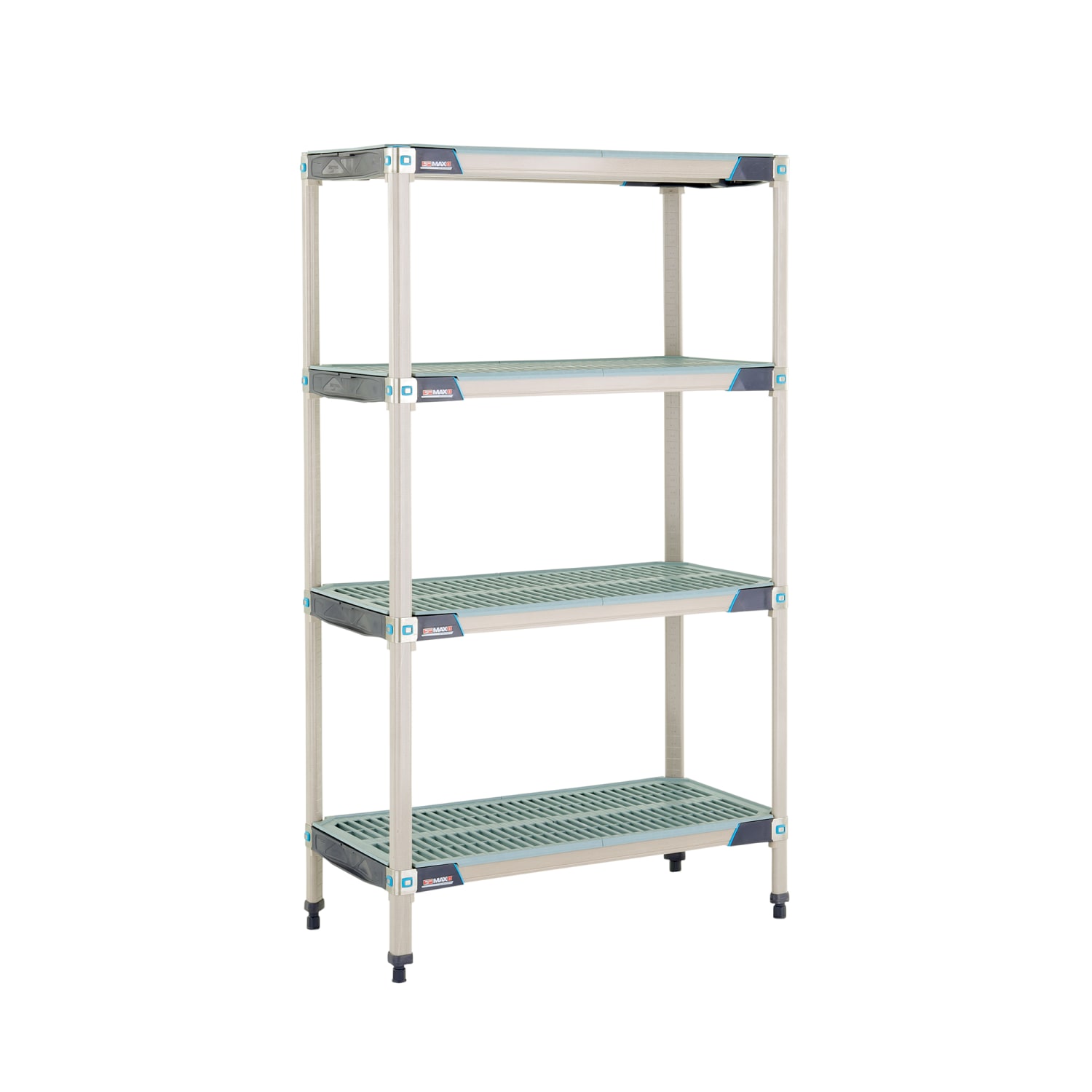 Metro X336GX3 36 NSF 4-Tier Heavy-Duty Plastic Shelving Unit - MetroMax i, 18W, 63H, 4 Louvered Shelves, Microban, Blue