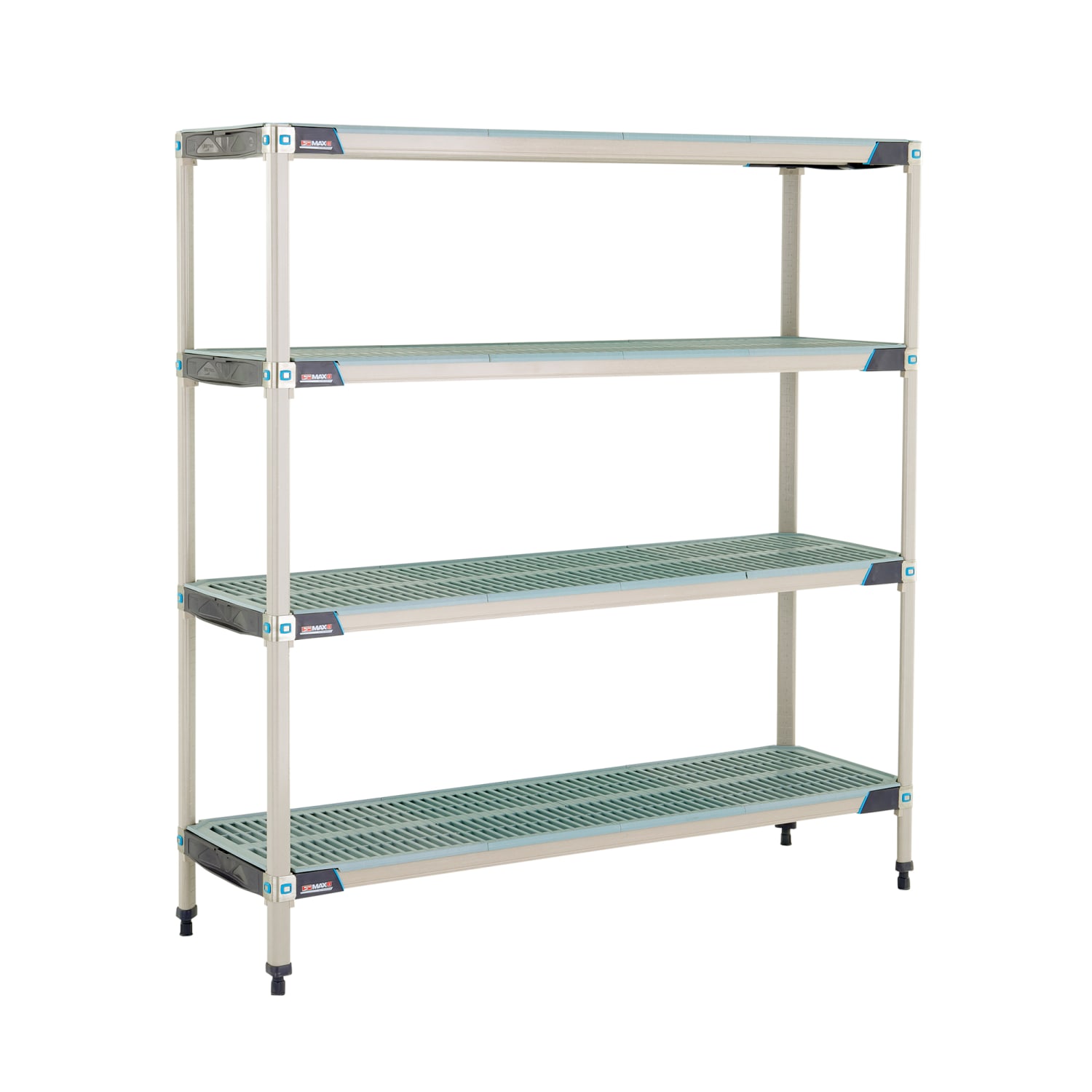 Metro X366GX3 60 NSF 4-Tier Heavy-Duty Plastic Shelving Unit - MetroMax i, 18W, 63H, 2,000 lb Capacity, Polymer, Blue