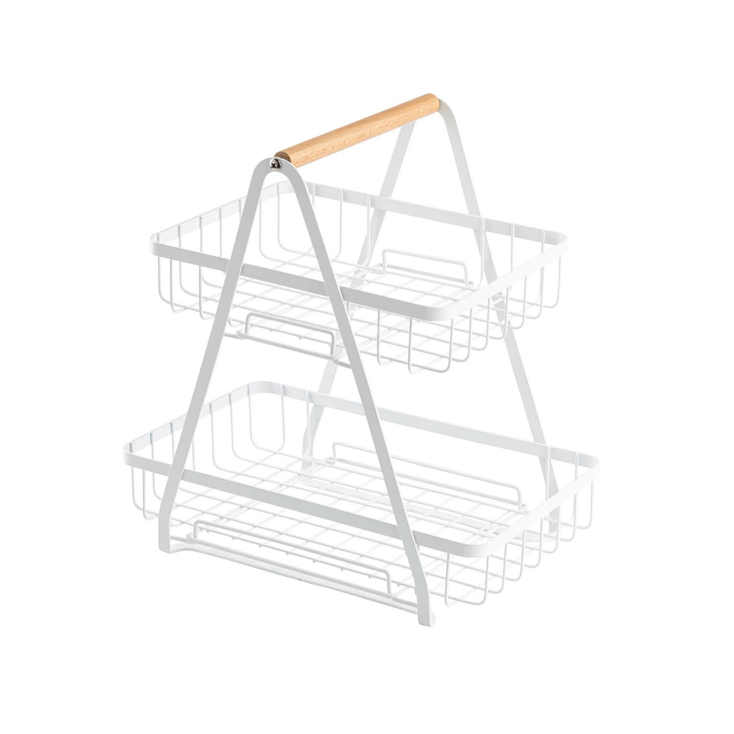 Tablecraft 11784 2 Tier Display Basket - 11 7/8 x 9 1/8, Steel, White