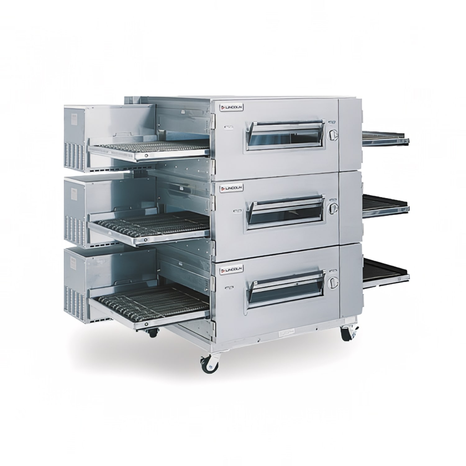 Lincoln 1600-FB3E 208/3 73 Electric Low Profile Triple Impinger Conveyor Pizza Oven - 208v/3ph, Stainless Steel