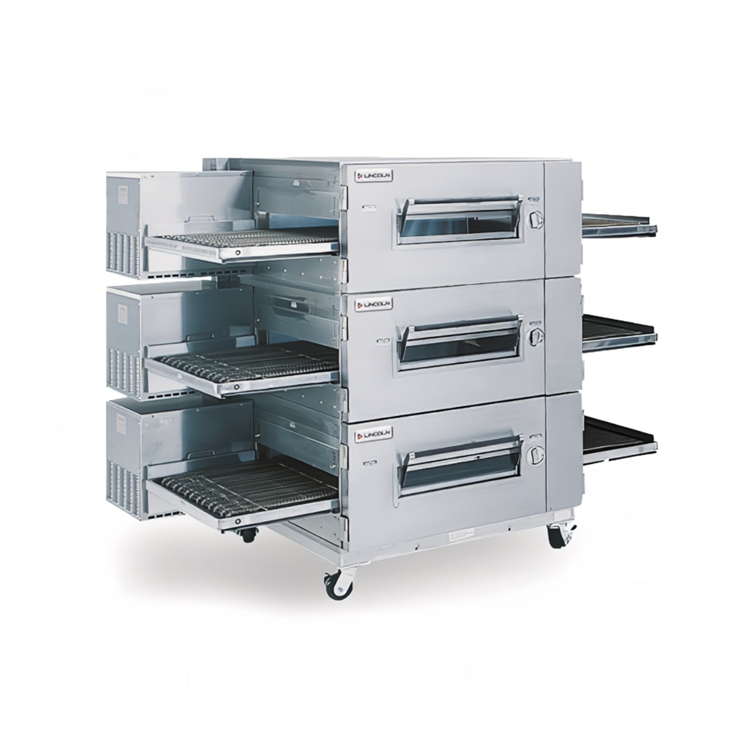 Lincoln 1600-FB3E 240/3 73 Electric Low Profile Triple Impinger Conveyor Pizza Oven - 240v/3ph, Stainless Steel