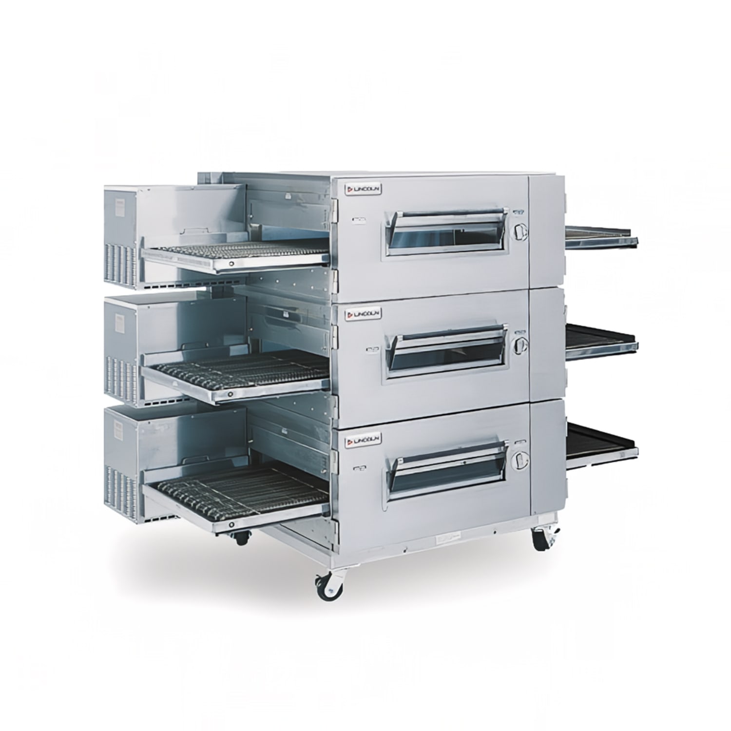 Lincoln 1600-FB3G LP 73 Gas Low Profile Triple Impinger Conveyor Pizza Oven - Liquid Propane, 240v/3ph, Electric, Stainless Steel, Gas Type: LP